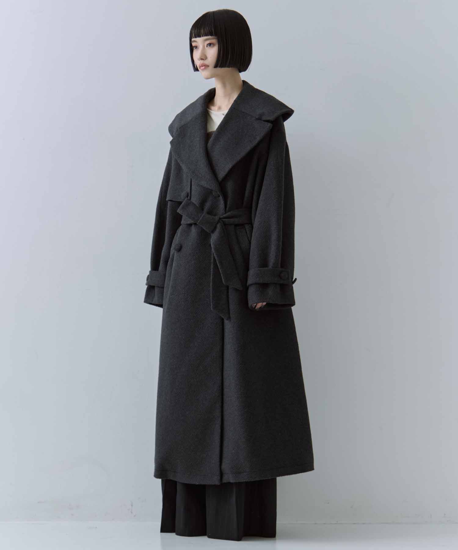 UND BIG ROUND COLLAR WOOL LONG COAT AMERI