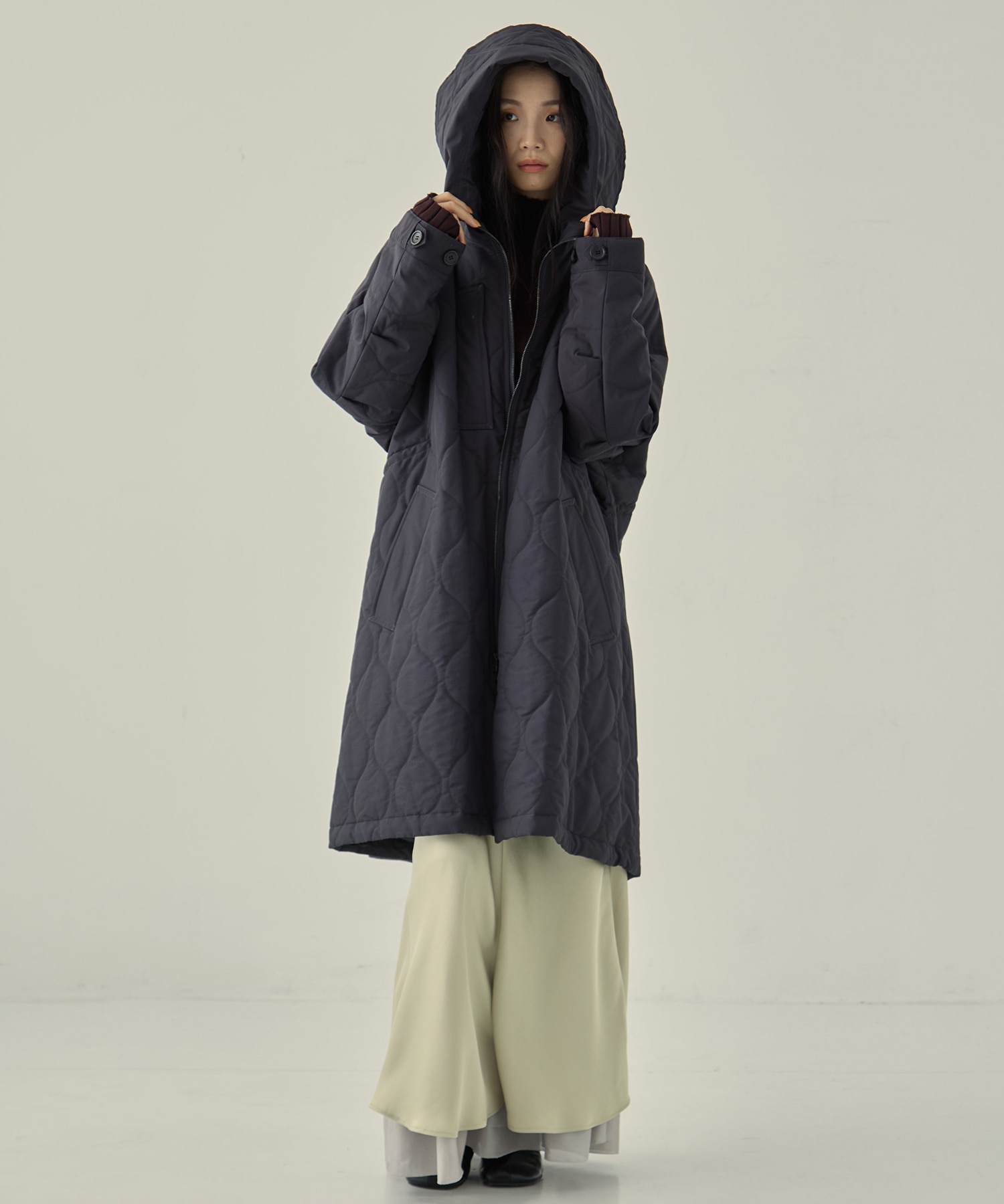 リサイクル60/40クロスキルティングフーディー VACHEMENT