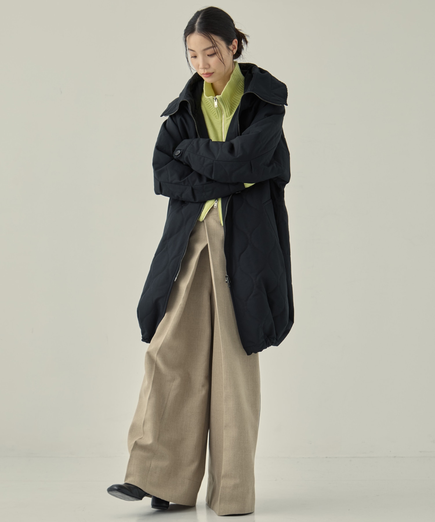 リサイクル60/40クロスキルティングフーディー VACHEMENT