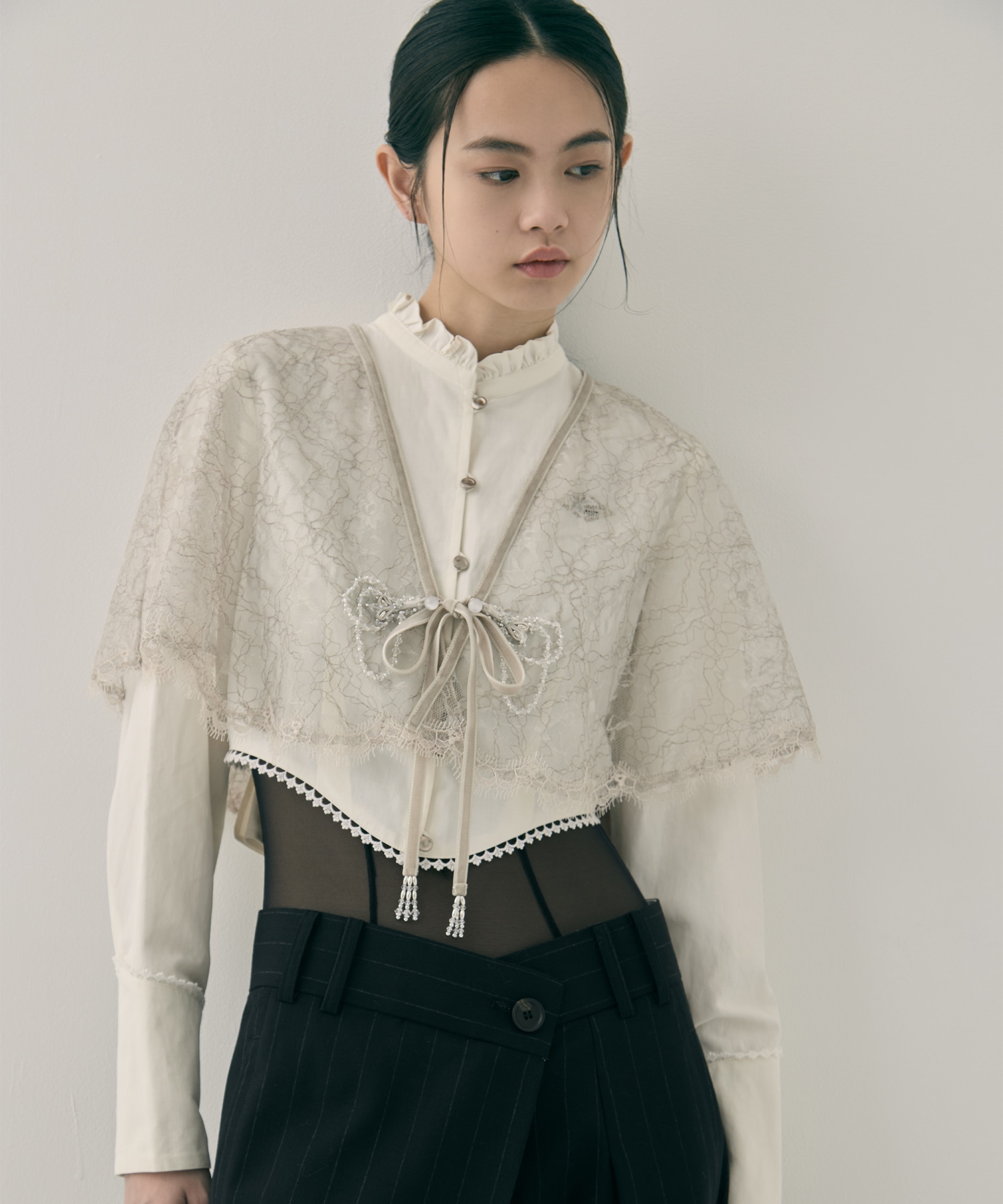 back curtain cropped blouse tanakadaisuke