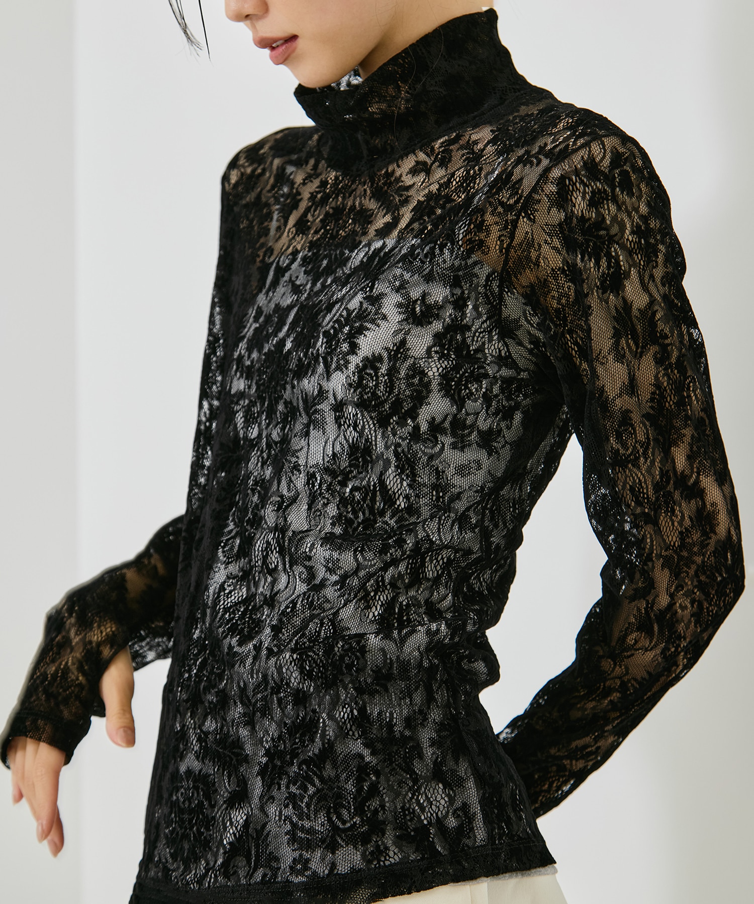 Stretch Flocky Lace Top STUDIOUS