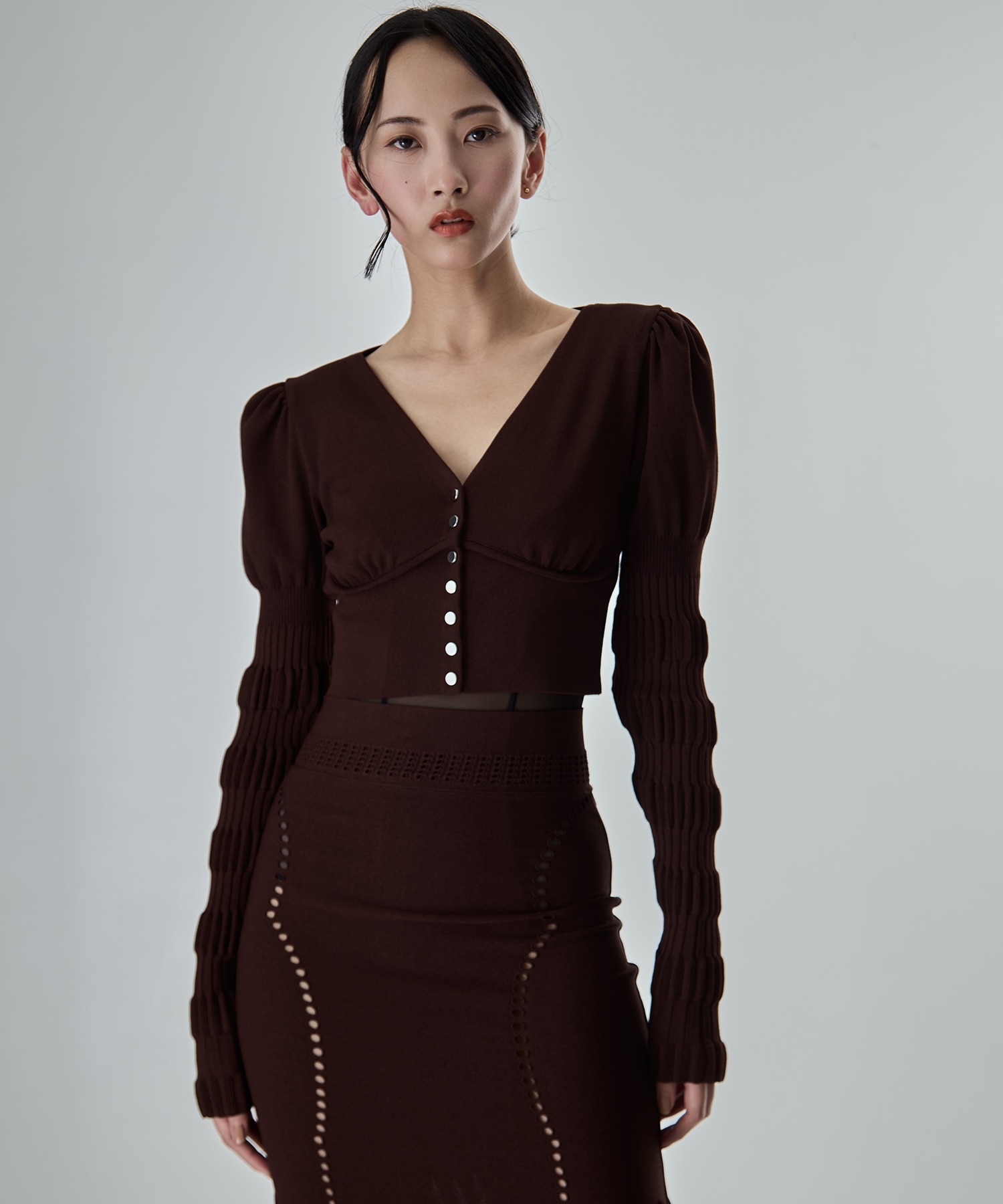 別注 STRIPE KNIT SHORT CARDIGAN FETICO