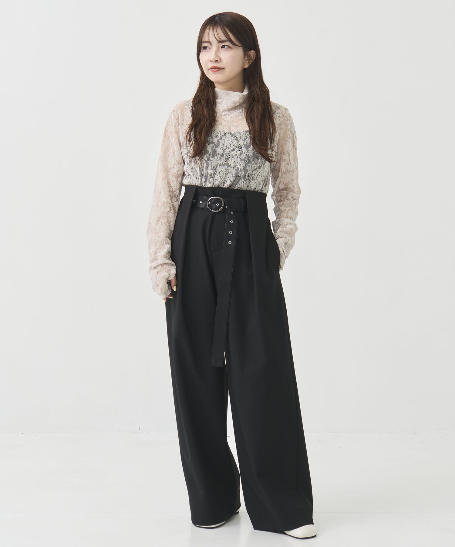 Belted Stretch Trousers STUDIOUS