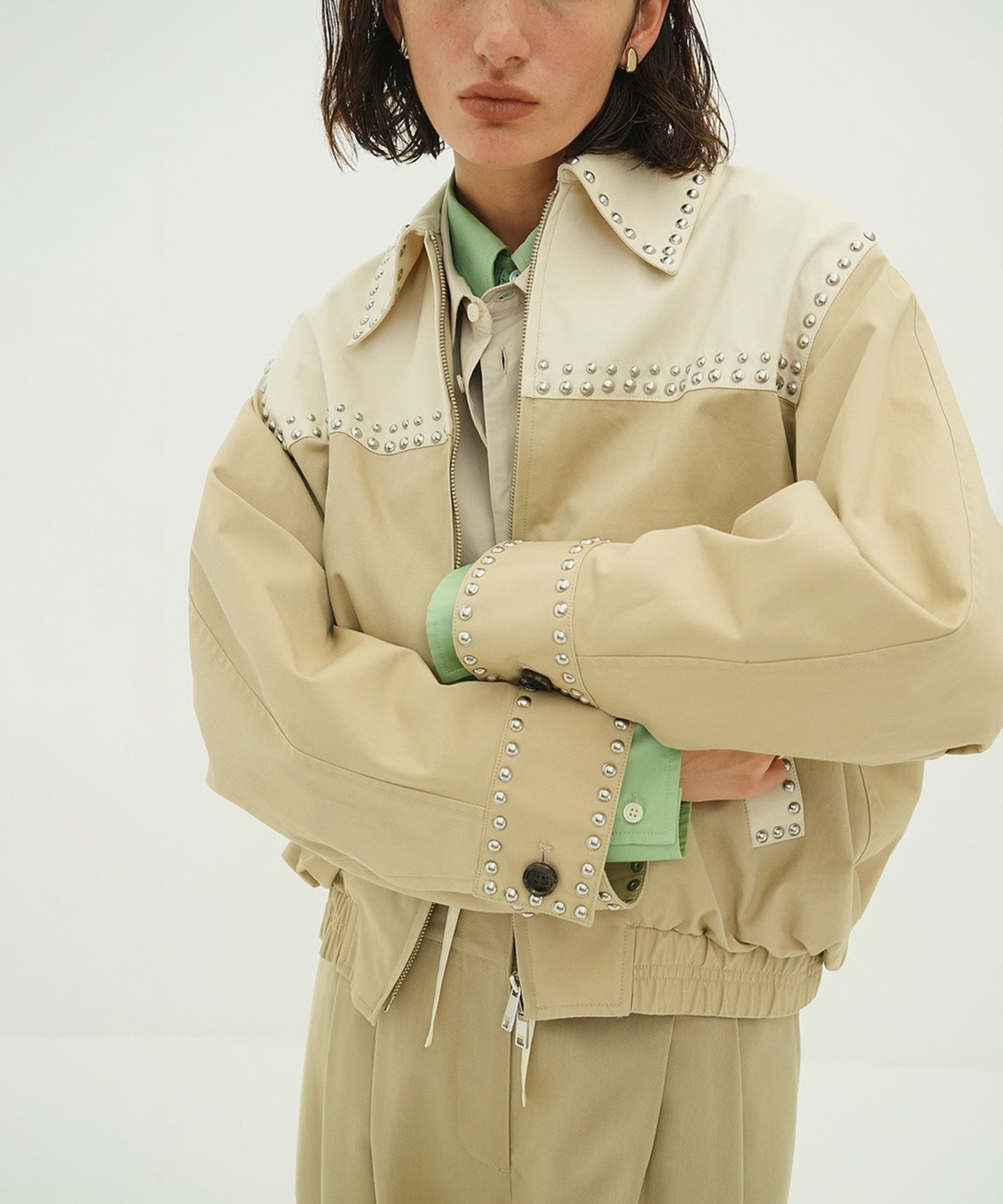 W COLOR STUDDED DRIZZLER JACKET CLANE