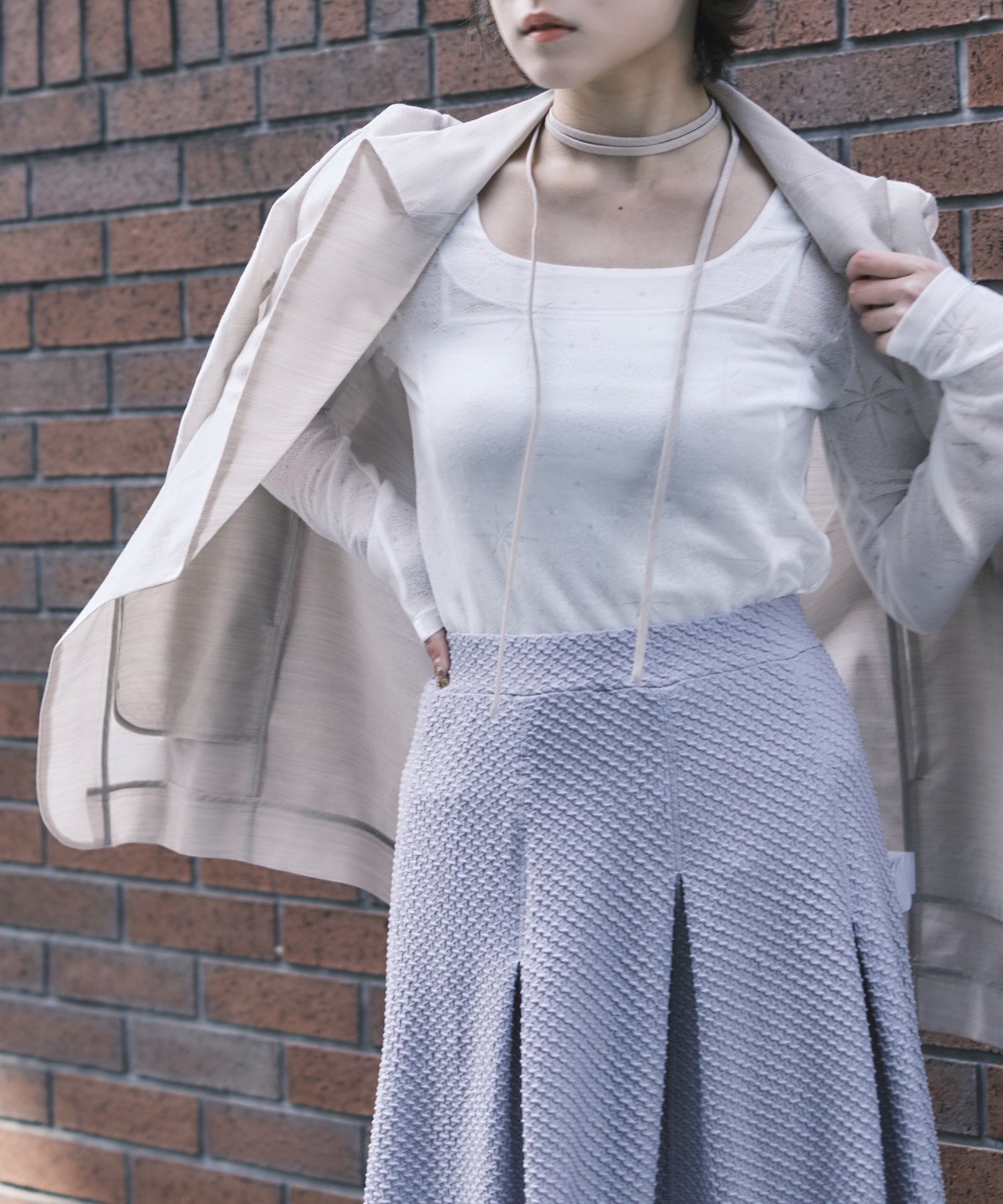 Wool Nylon Shimmering Jacket Mame Kurogouchi