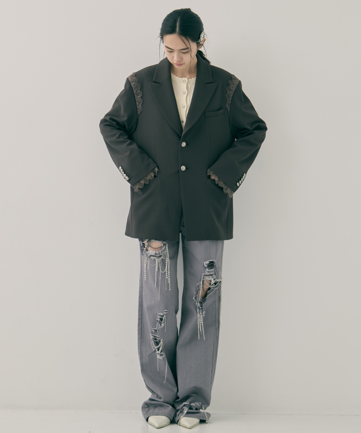 garter collar peaked lapel jacket tanakadaisuke