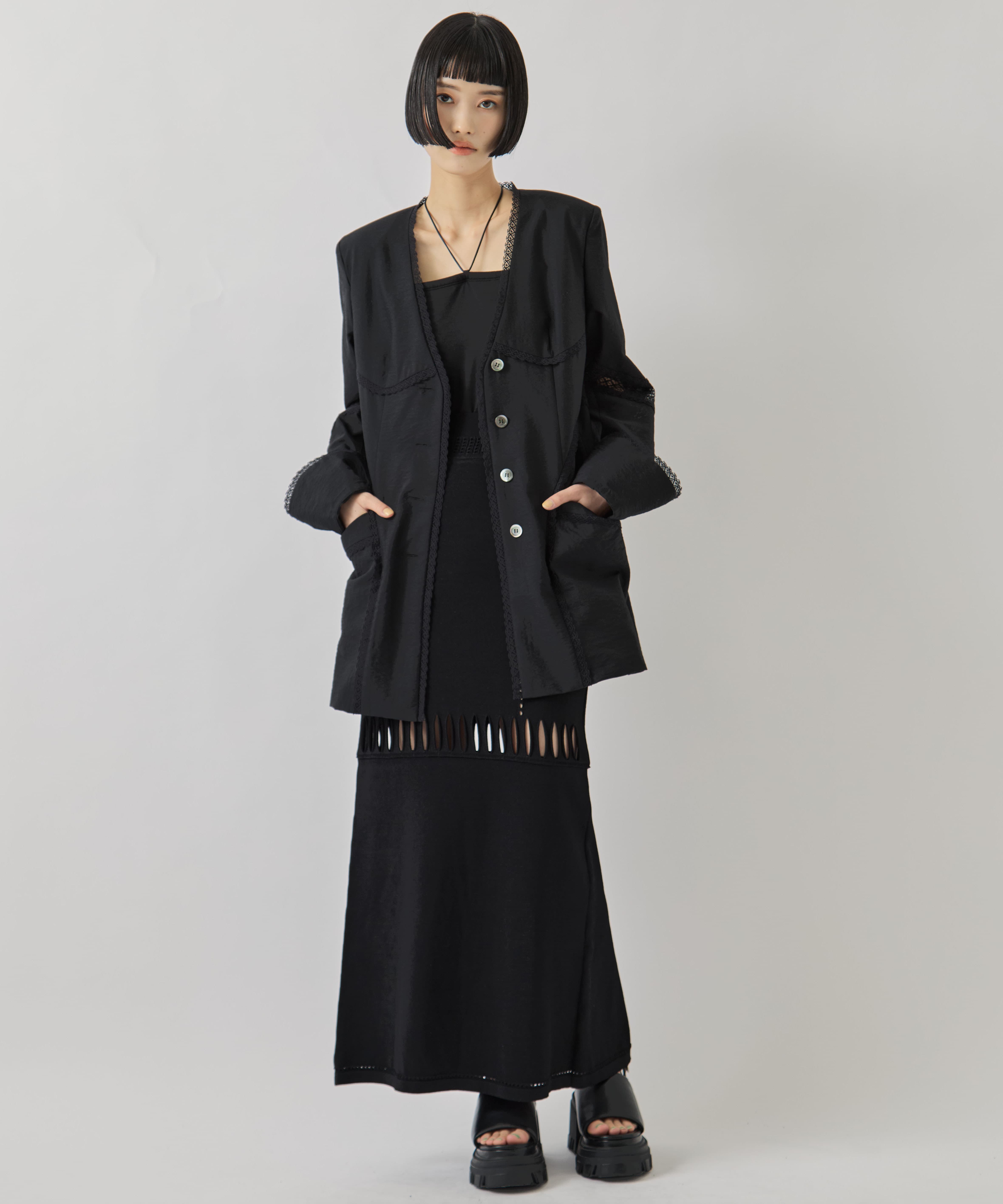 別注 LACE-PANELED SHIRT JACKET FETICO