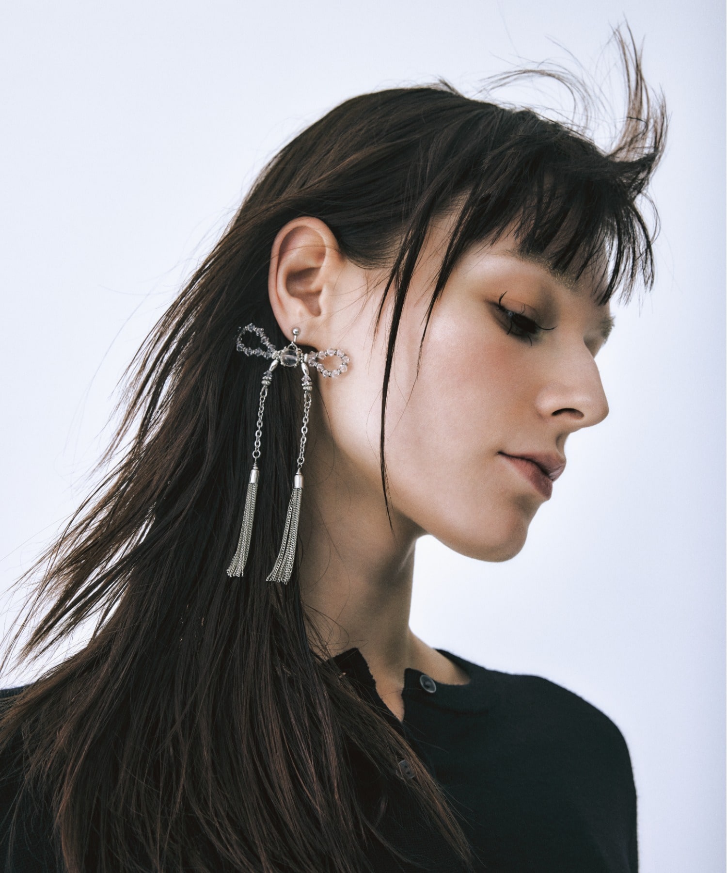 crystal ribbon chain earings tanakadaisuke