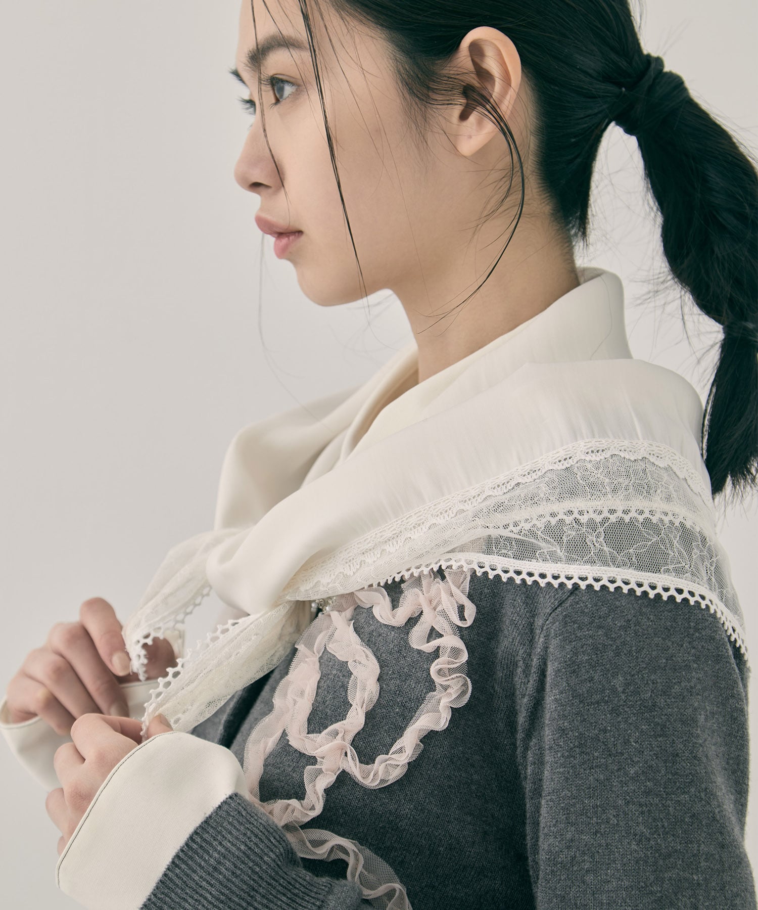 flower lace frame scarf tanakadaisuke