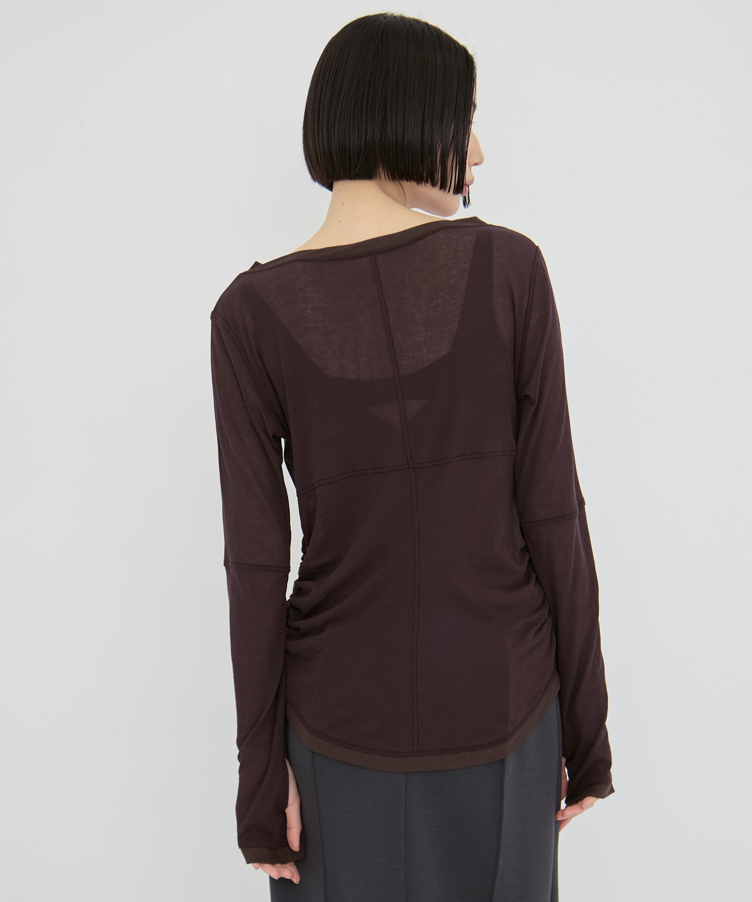 2way Sheer Cotton Long Tee STUDIOUS