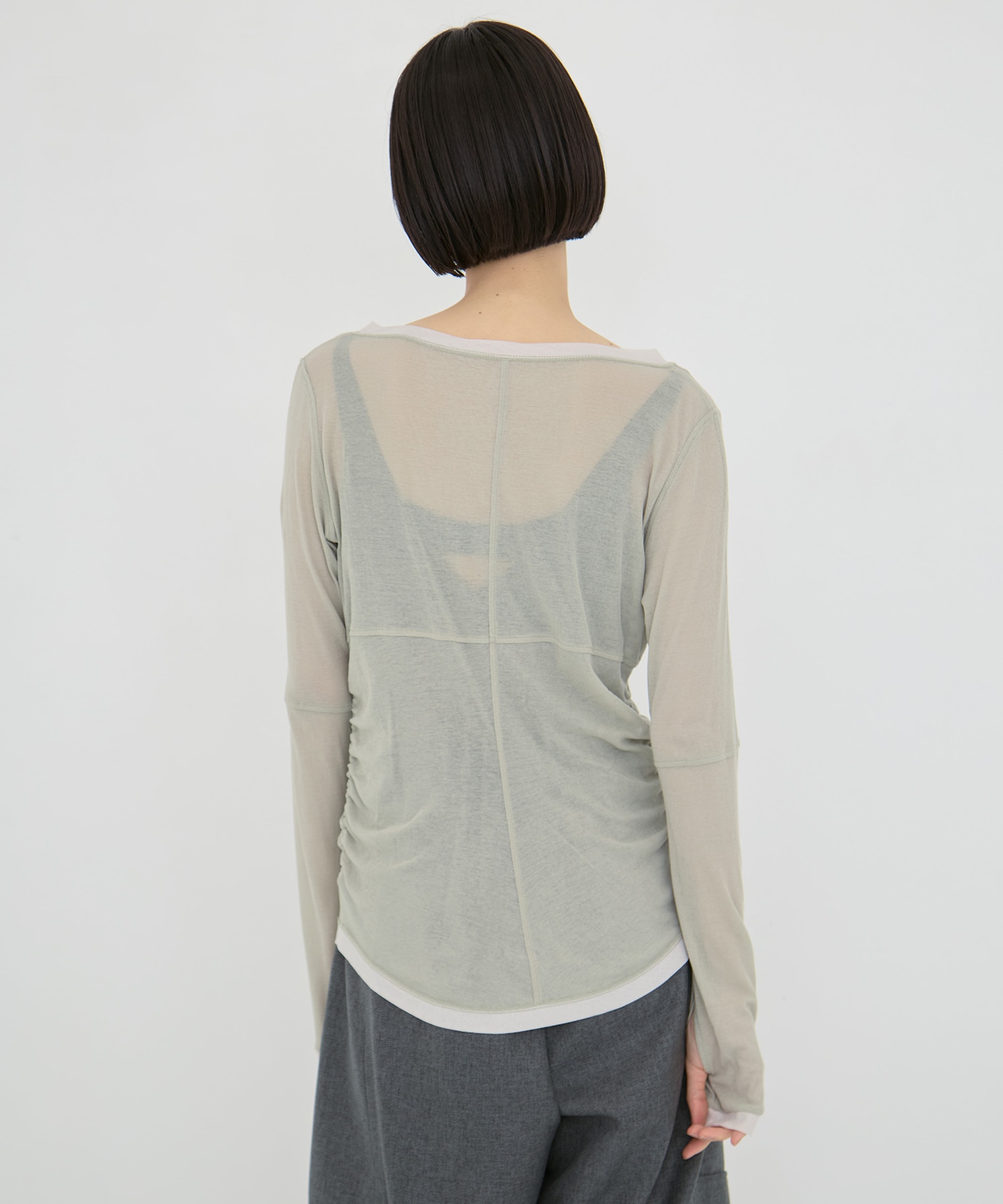 2way Sheer Cotton Long Tee STUDIOUS