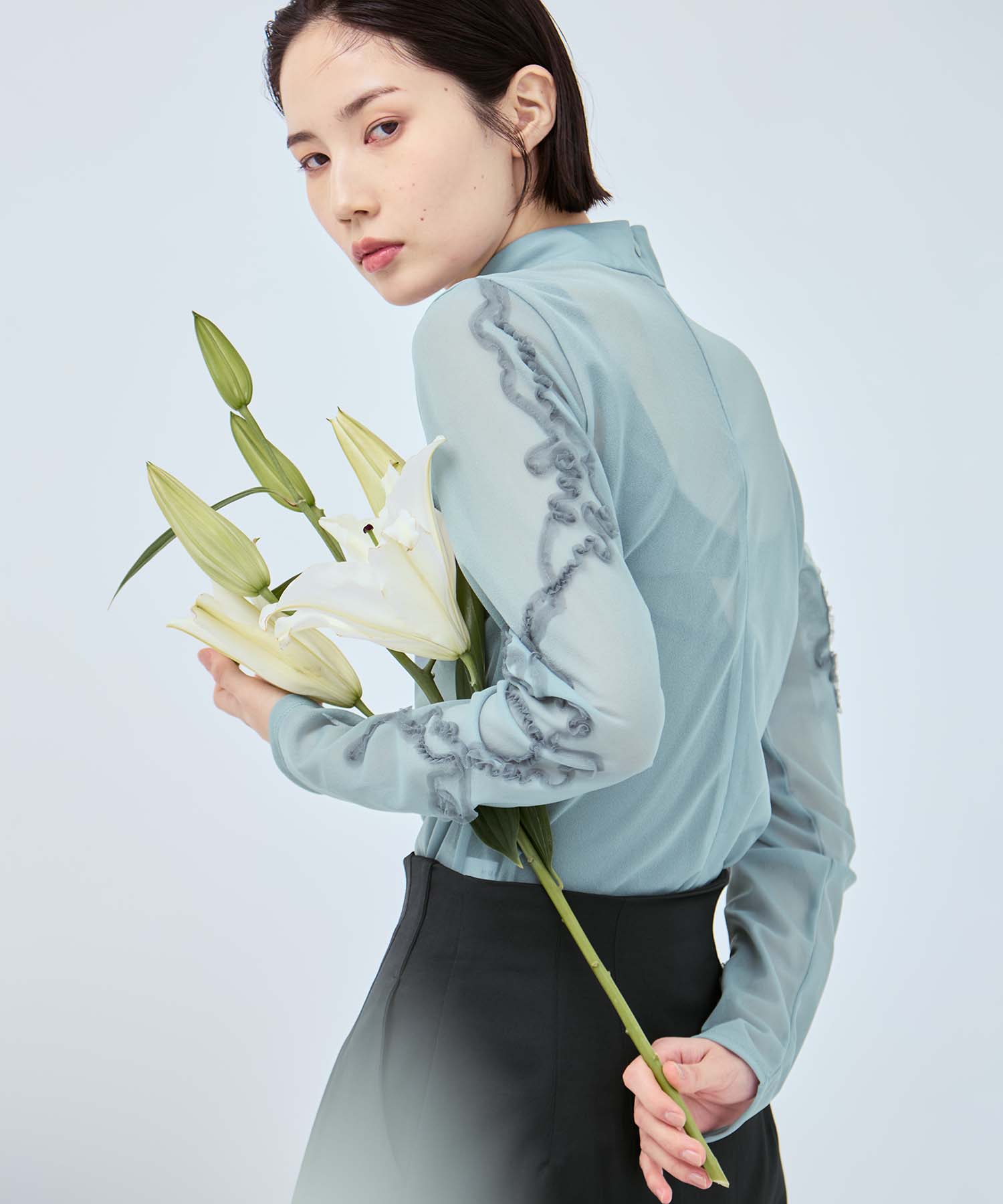 別注Moon road embroidered sheer top MURRAL