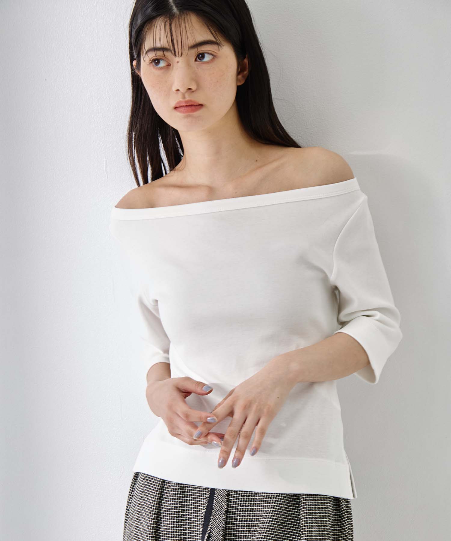 Luxury Cotton Boat Neck Tee 