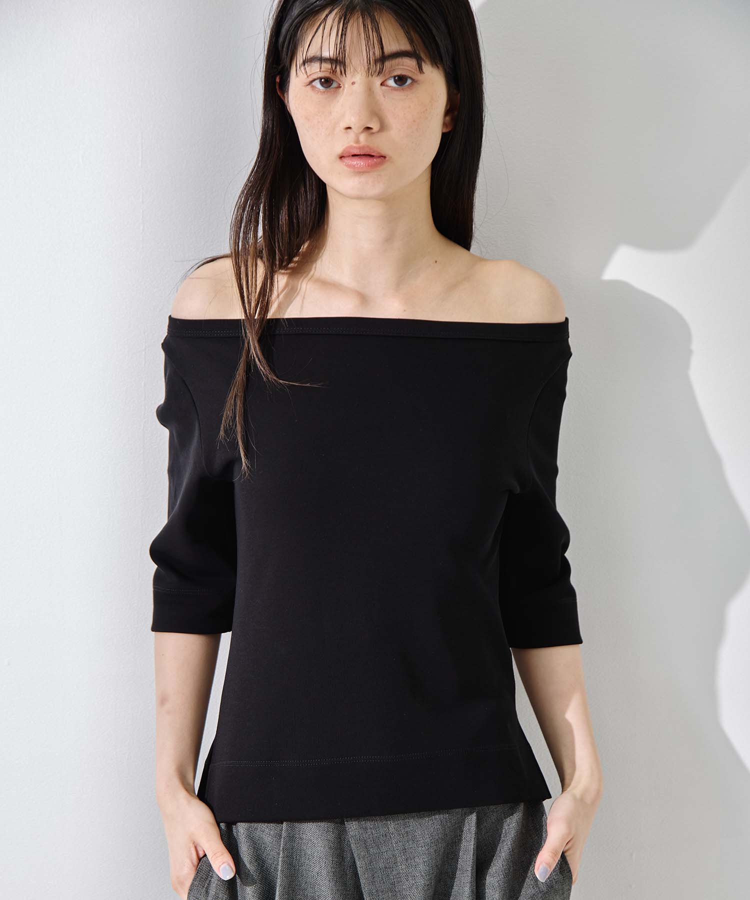 Luxury Cotton Boat Neck Tee 