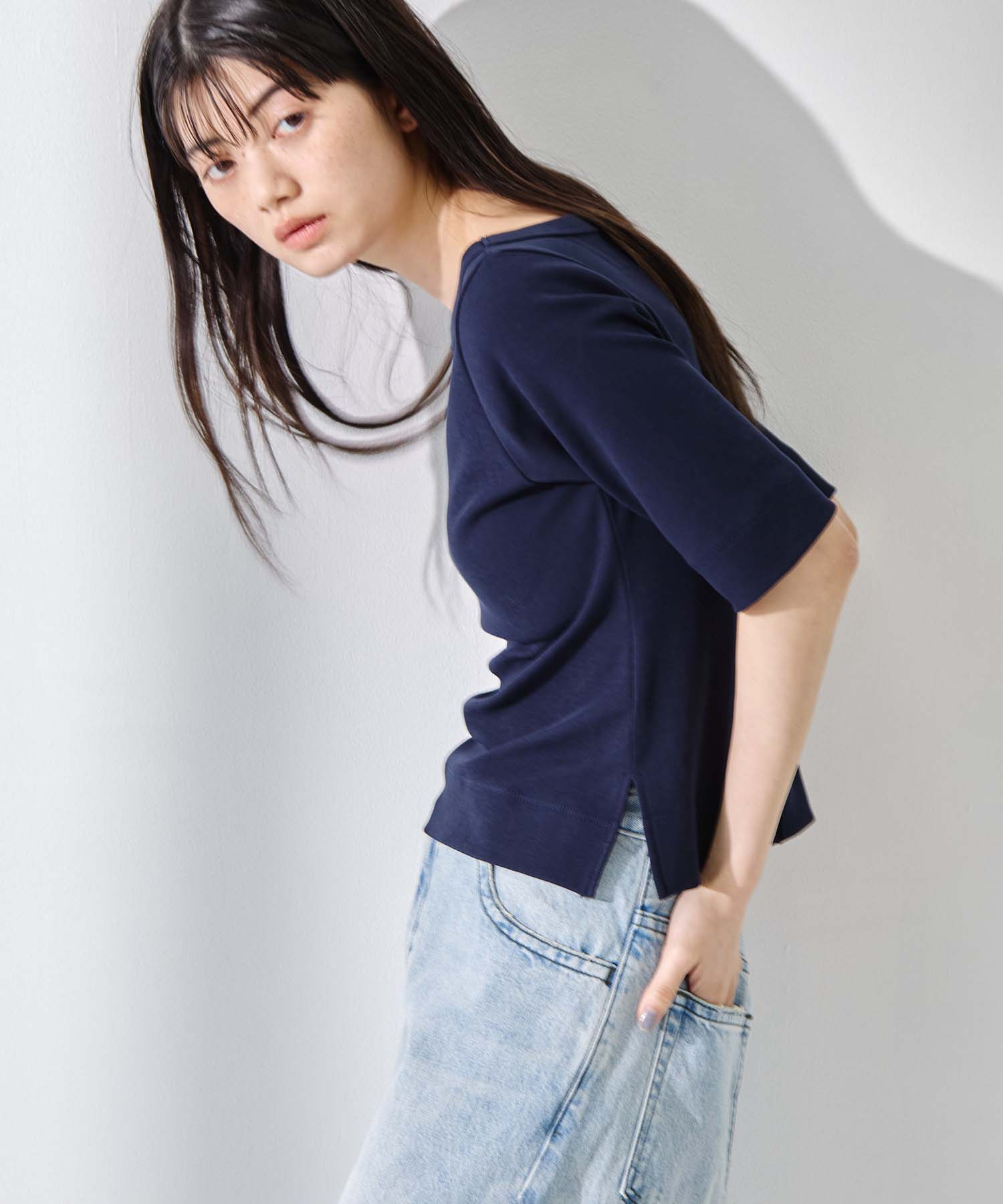 Luxury Cotton Boat Neck Tee 