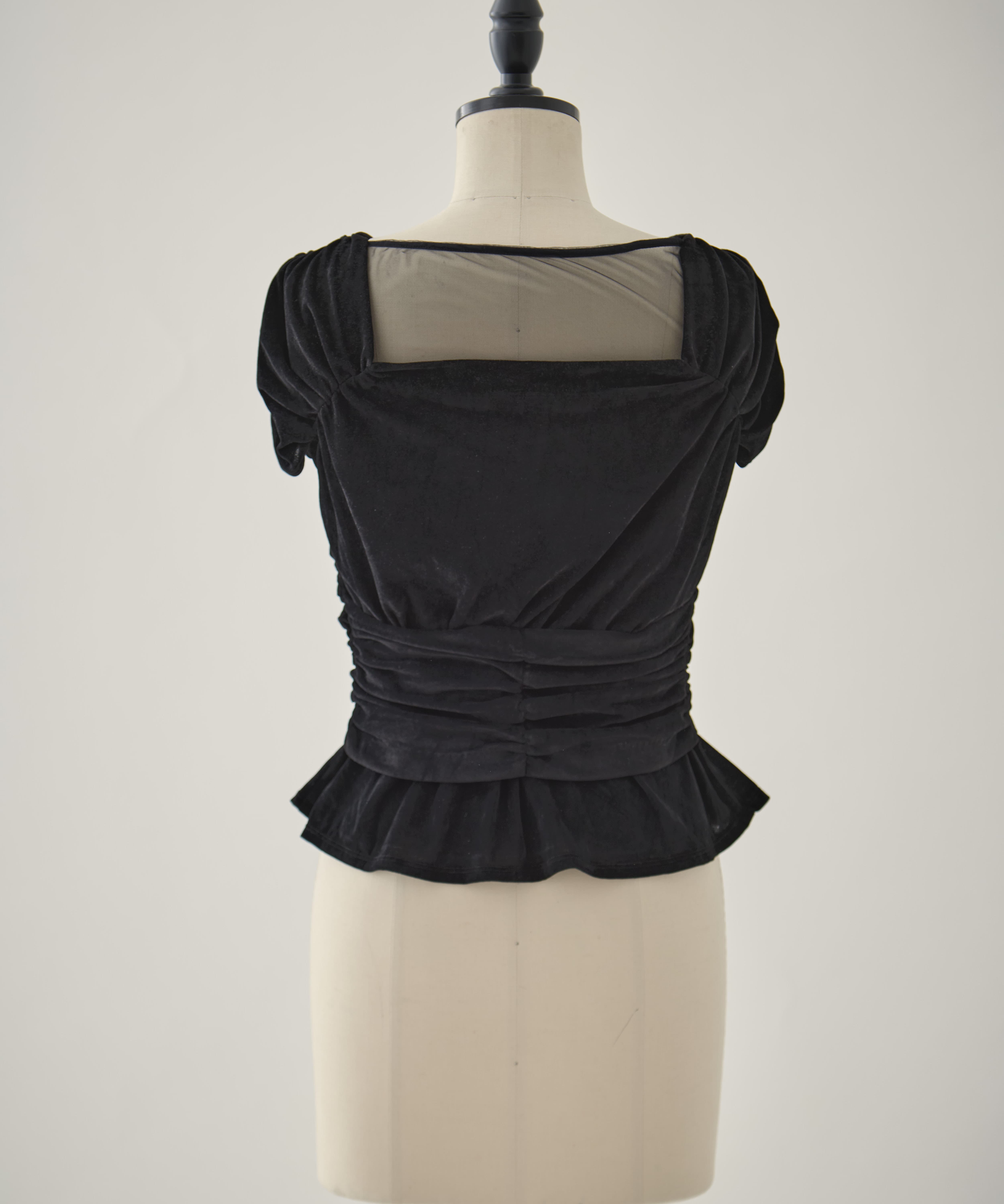 VELVET TULLE GATHERED TOP FETICO