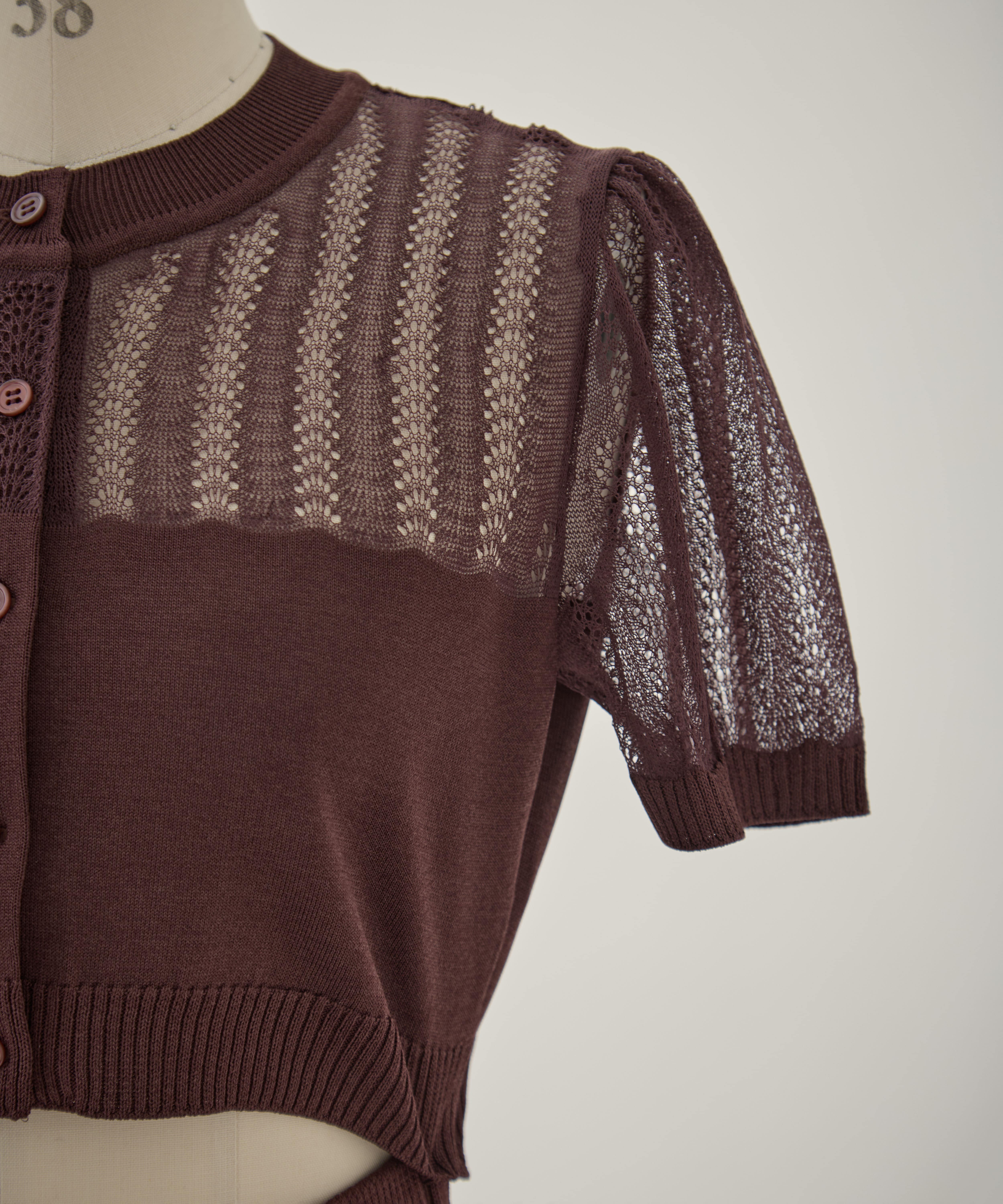 CONVERTIBLE SHEER STRIPE KNIT CARDIGAN FETICO
