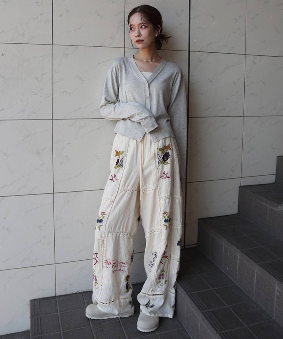 Embroidery Patchwork Trousers TODAYFUL