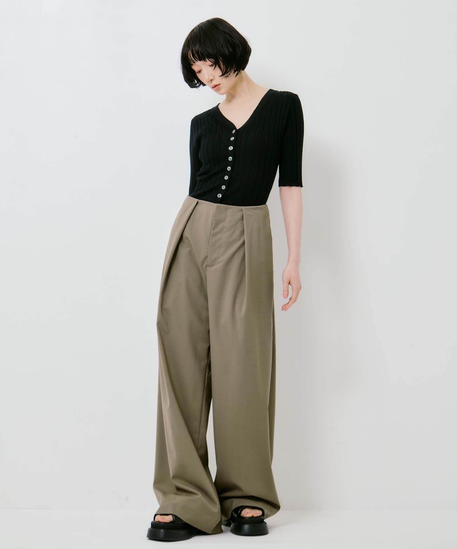 Summer Wool Belted Trousers STUDIOUS