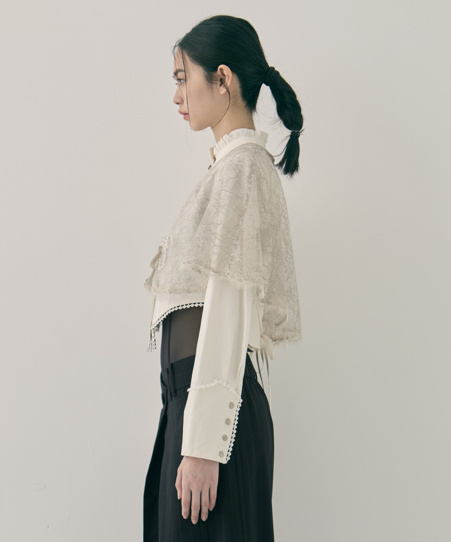 flower lace velvet ribbon cape tanakadaisuke