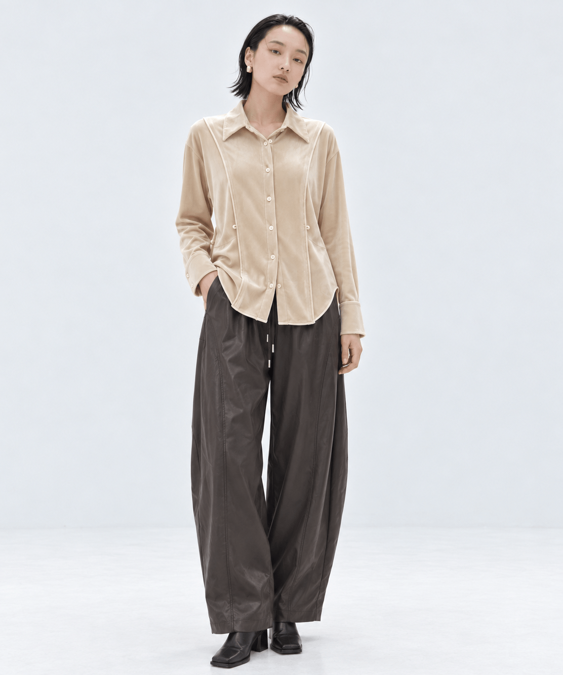 Strech Velour Shirt STUDIOUS