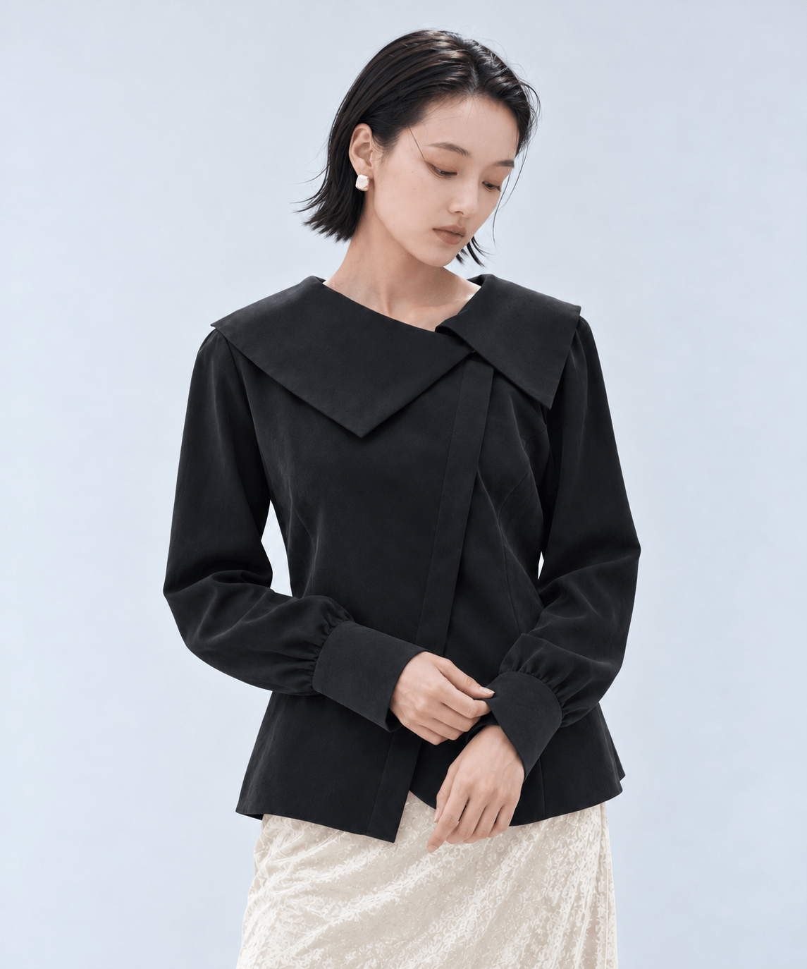Fibril Scarf-Neck Blouse STUDIOUS