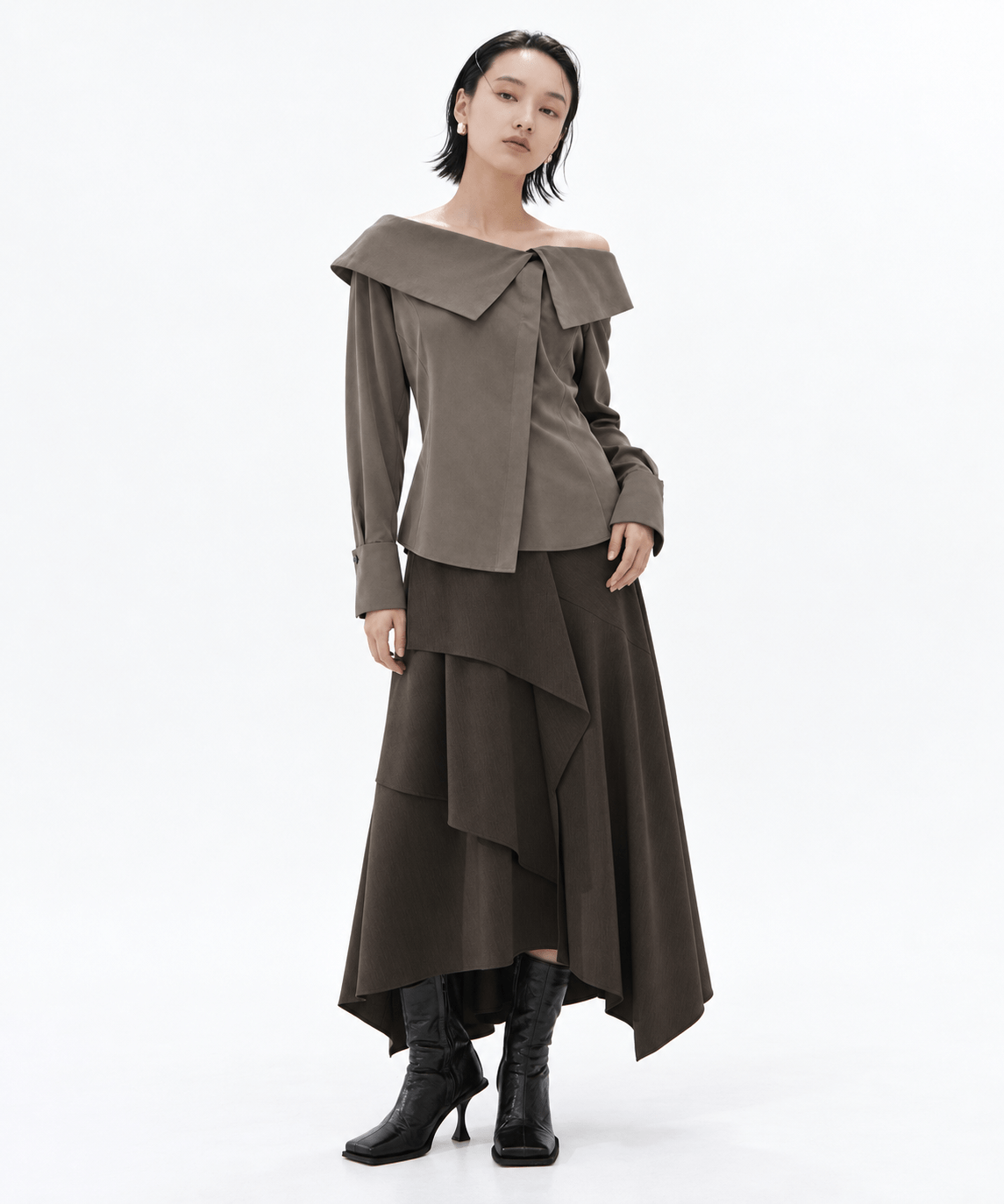 Fibril Scarf-Neck Blouse STUDIOUS