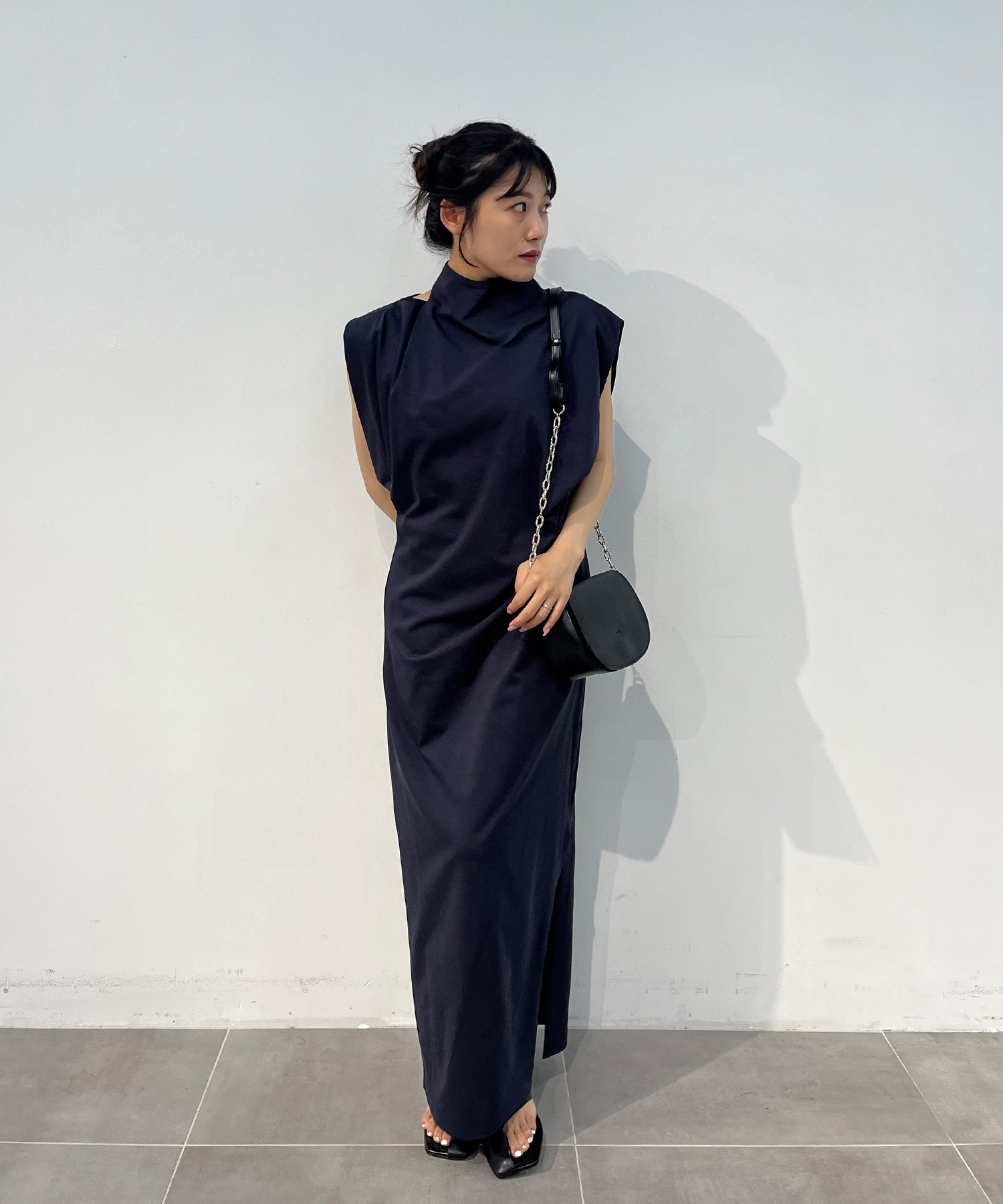 Cotton Jersey Asymmetric Dress Mame Kurogouchi