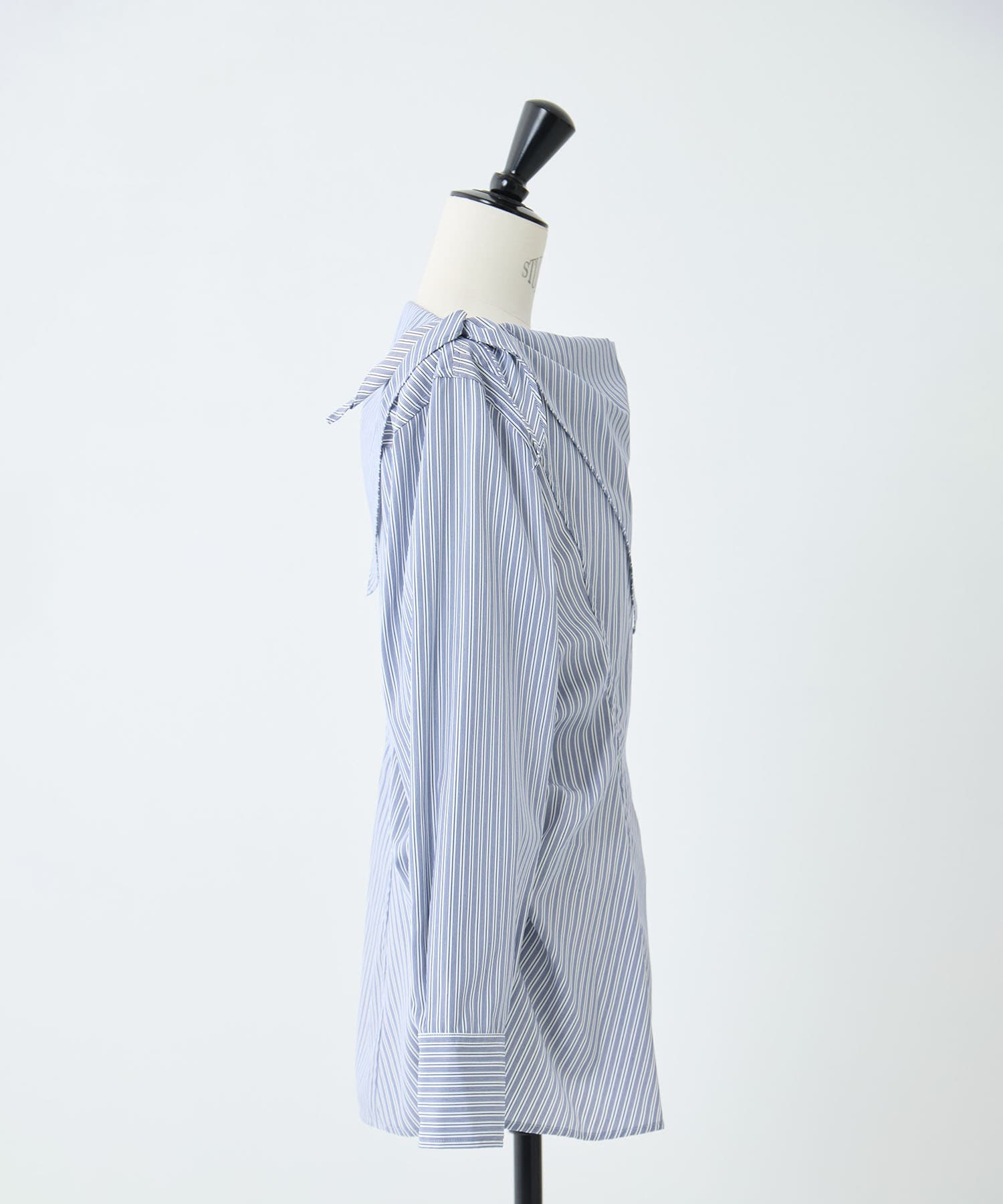 COTTON STRIPE SCARF COLLAR BLOUSE FETICO