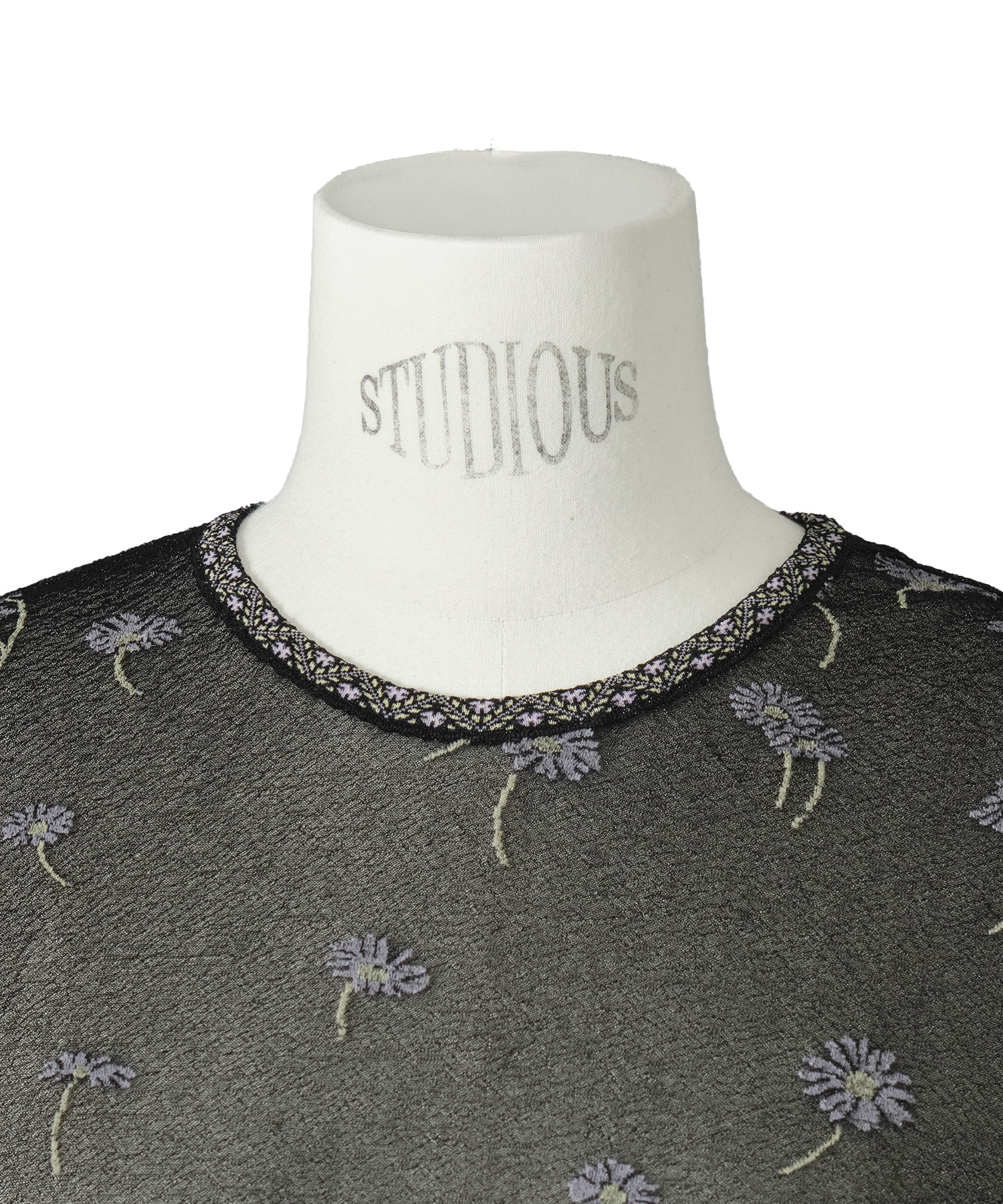 Floral Pattern Long Sleeve Sheer Knit Top Mame Kurogouchi