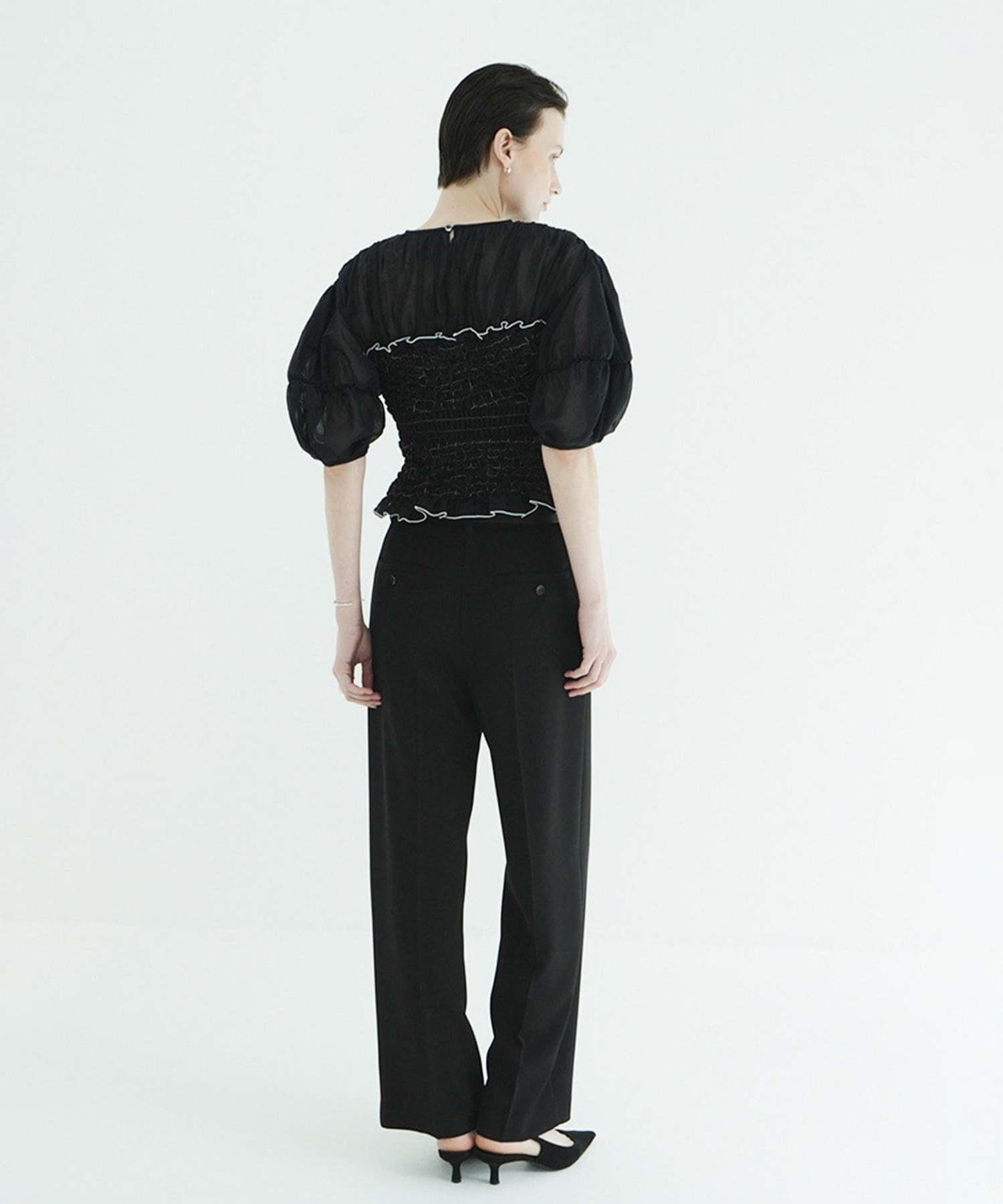 COLOR STITCHED SHIRRING TOPS CLANE