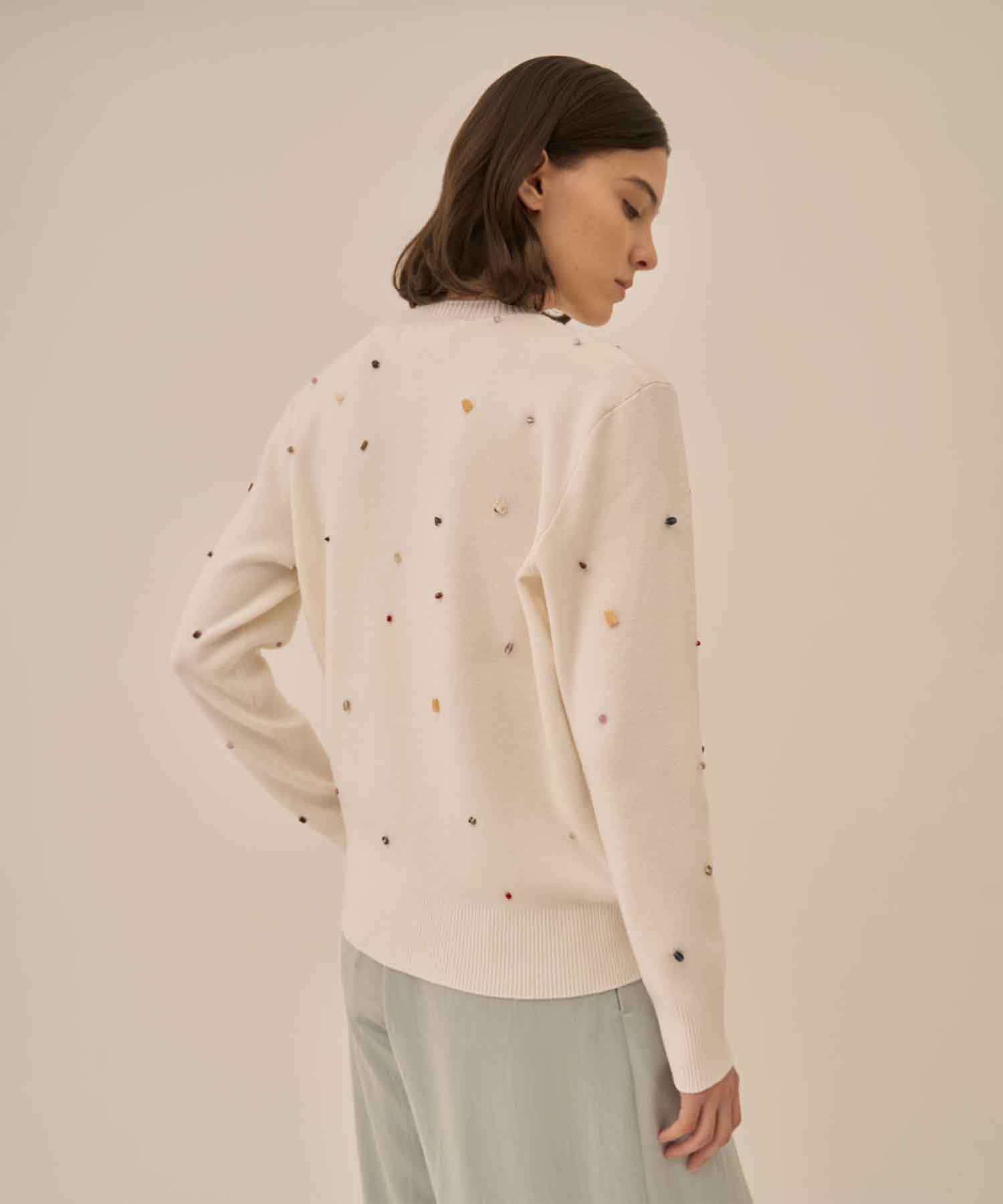 Aila glass beads& ores knit pullover AKIRANAKA