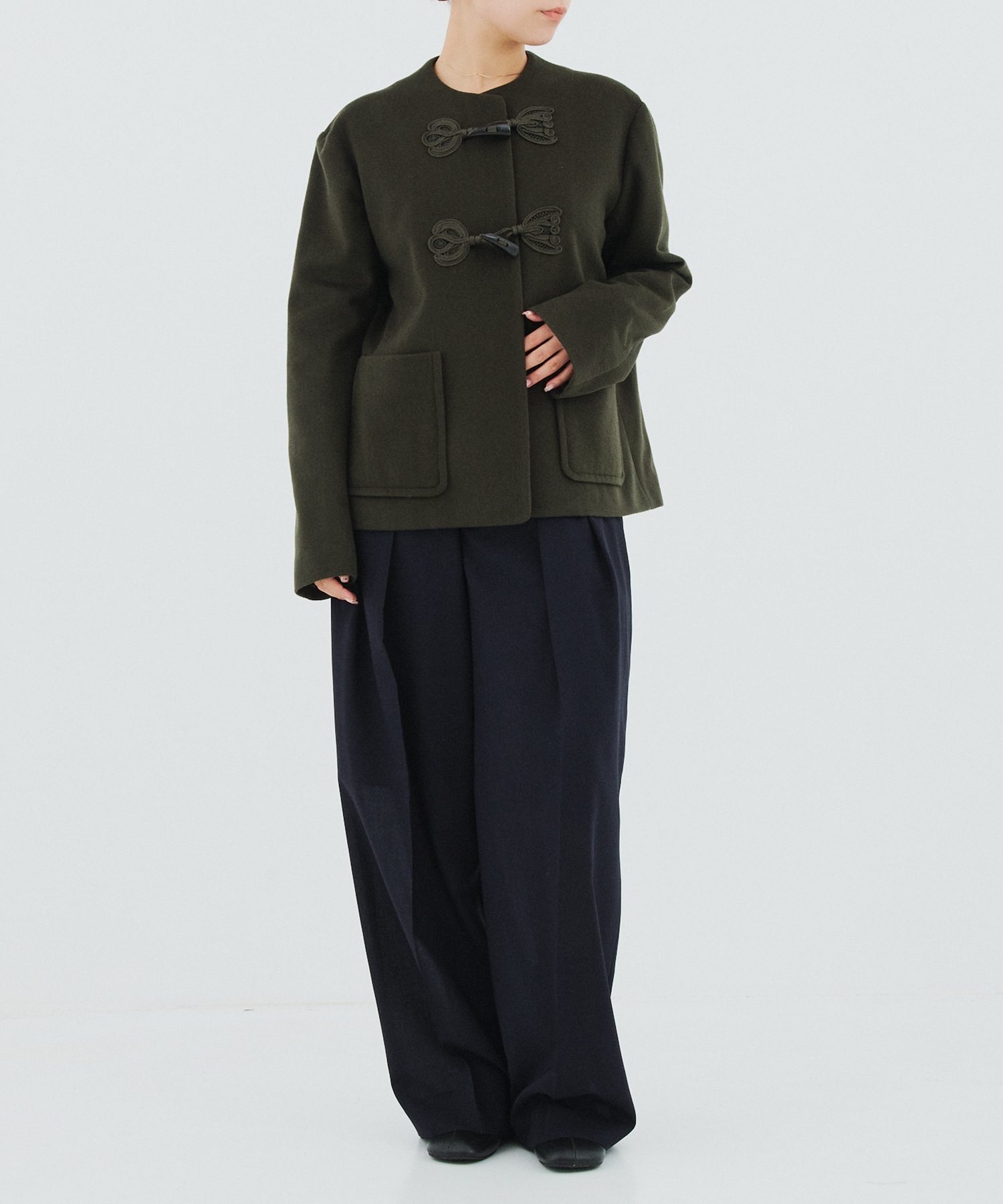Cording Embroidery Short Duffle Coat Mame Kurogouchi