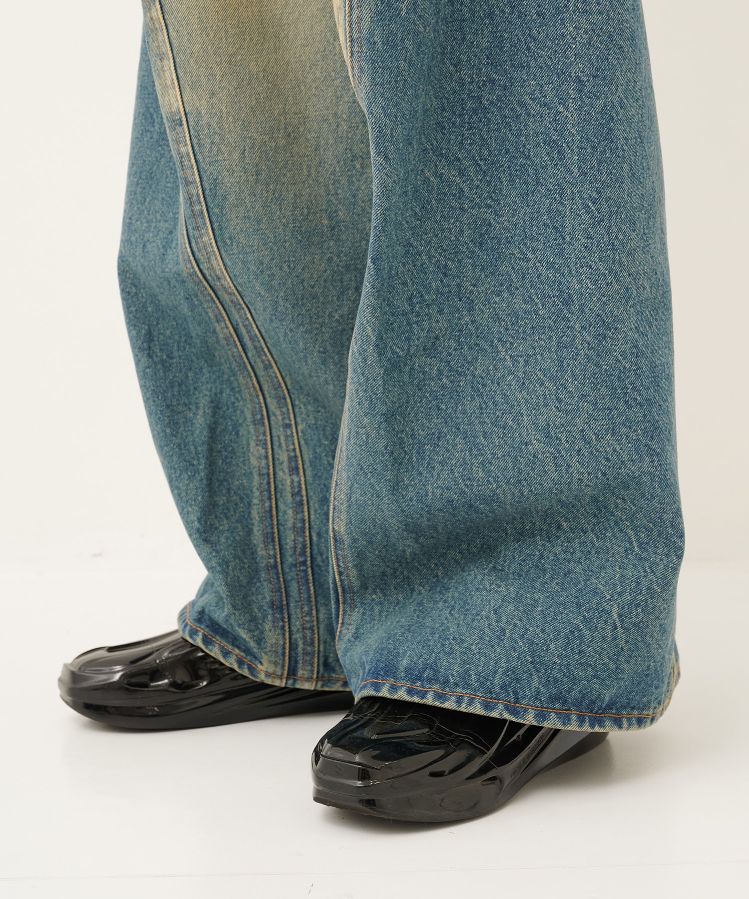 別注 復刻3D TWIST WIDE LEG JEANS NVRFRGT