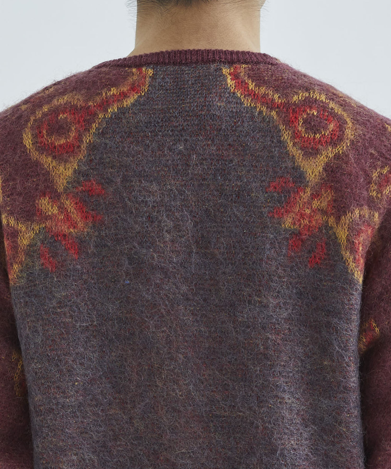 Mohair jacquard knit cardigan