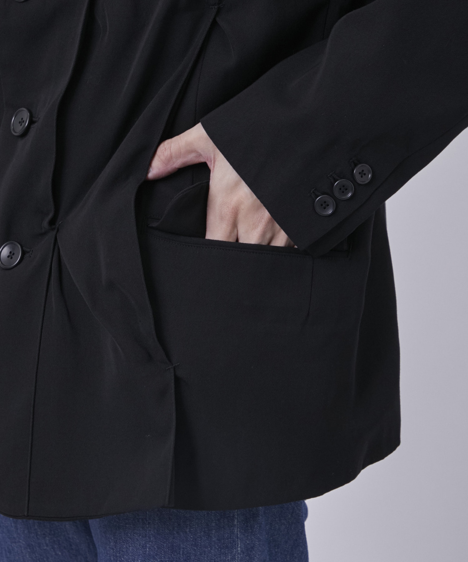 Pleat-detail single-breasted jacket KHOKI