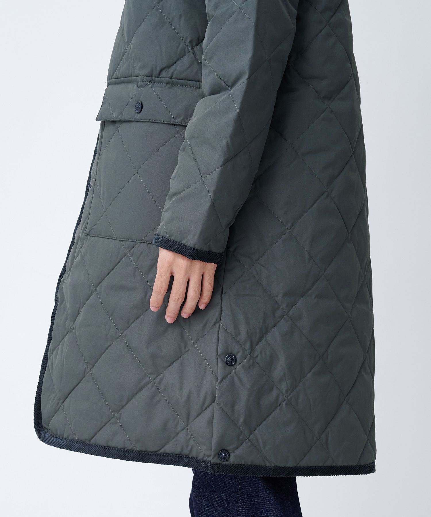 PIPING HOOD LONG DOWN COAT TAION/TAION EXTRA