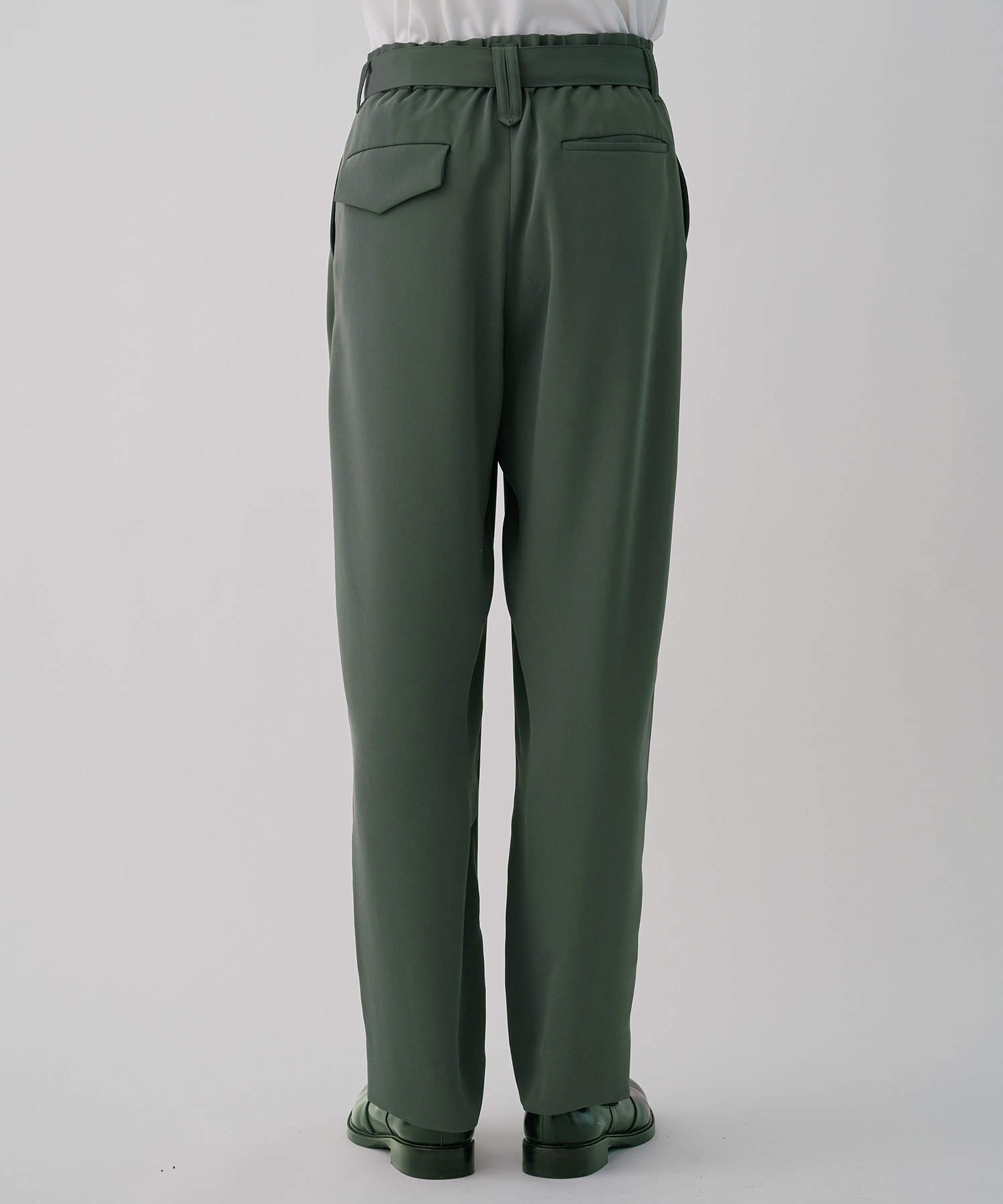 Double Cloth 2 Tuck Wide Pants with Long Belt CULLNI