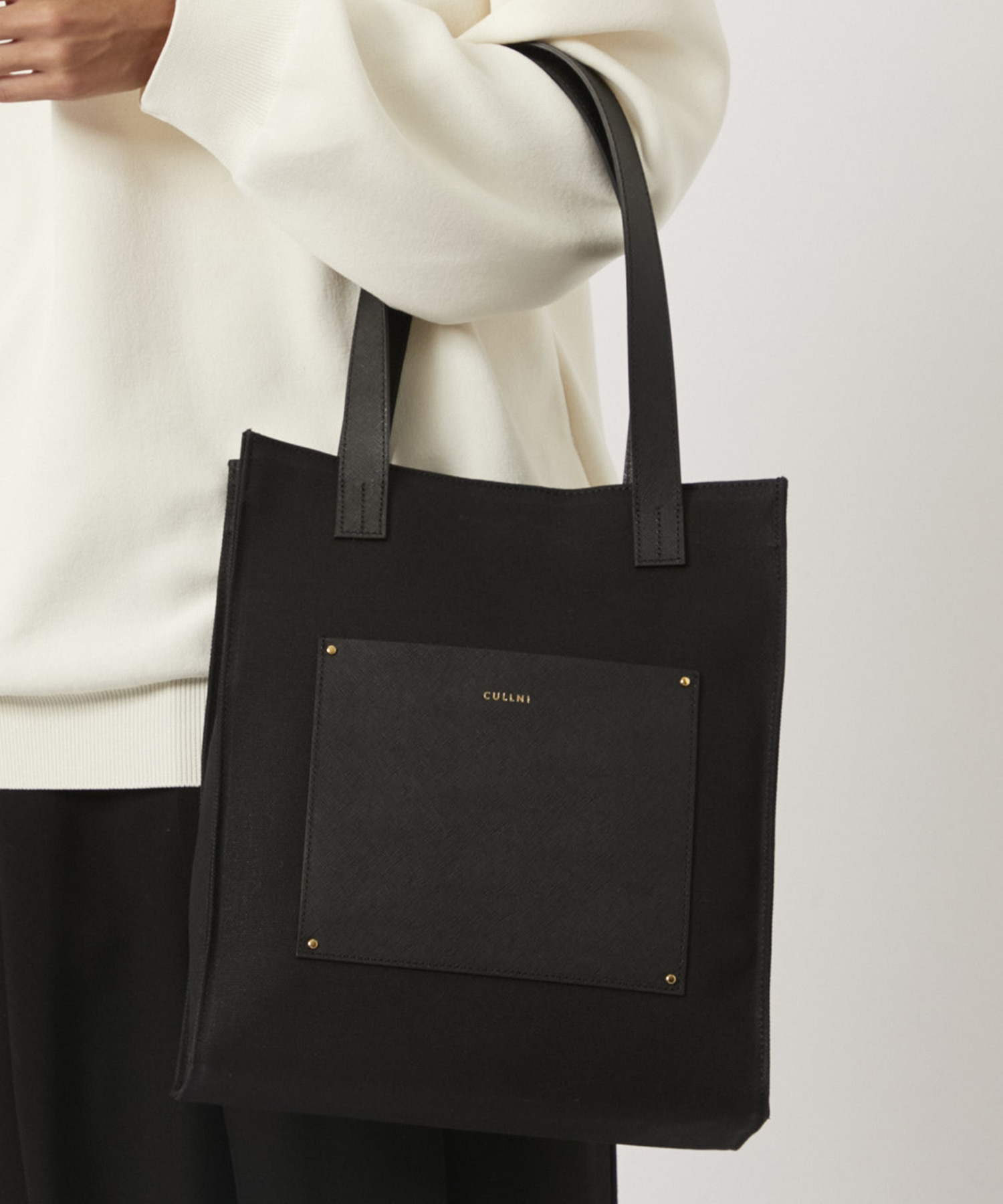 Leather Pocket Canvas Mini Tote CULLNI