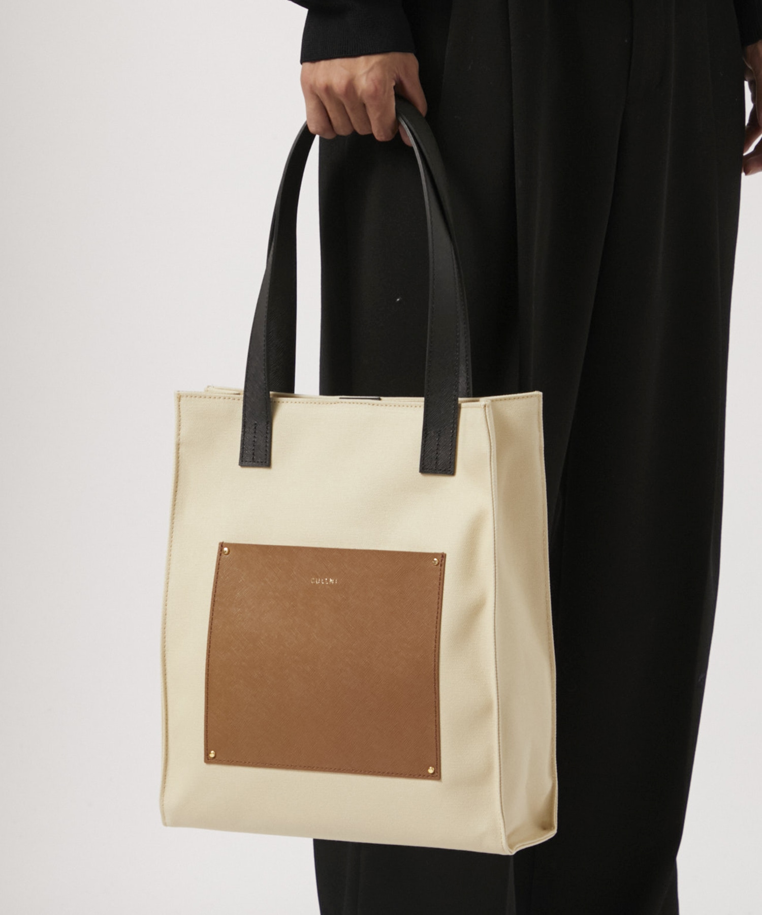 Leather Pocket Canvas Mini Tote CULLNI