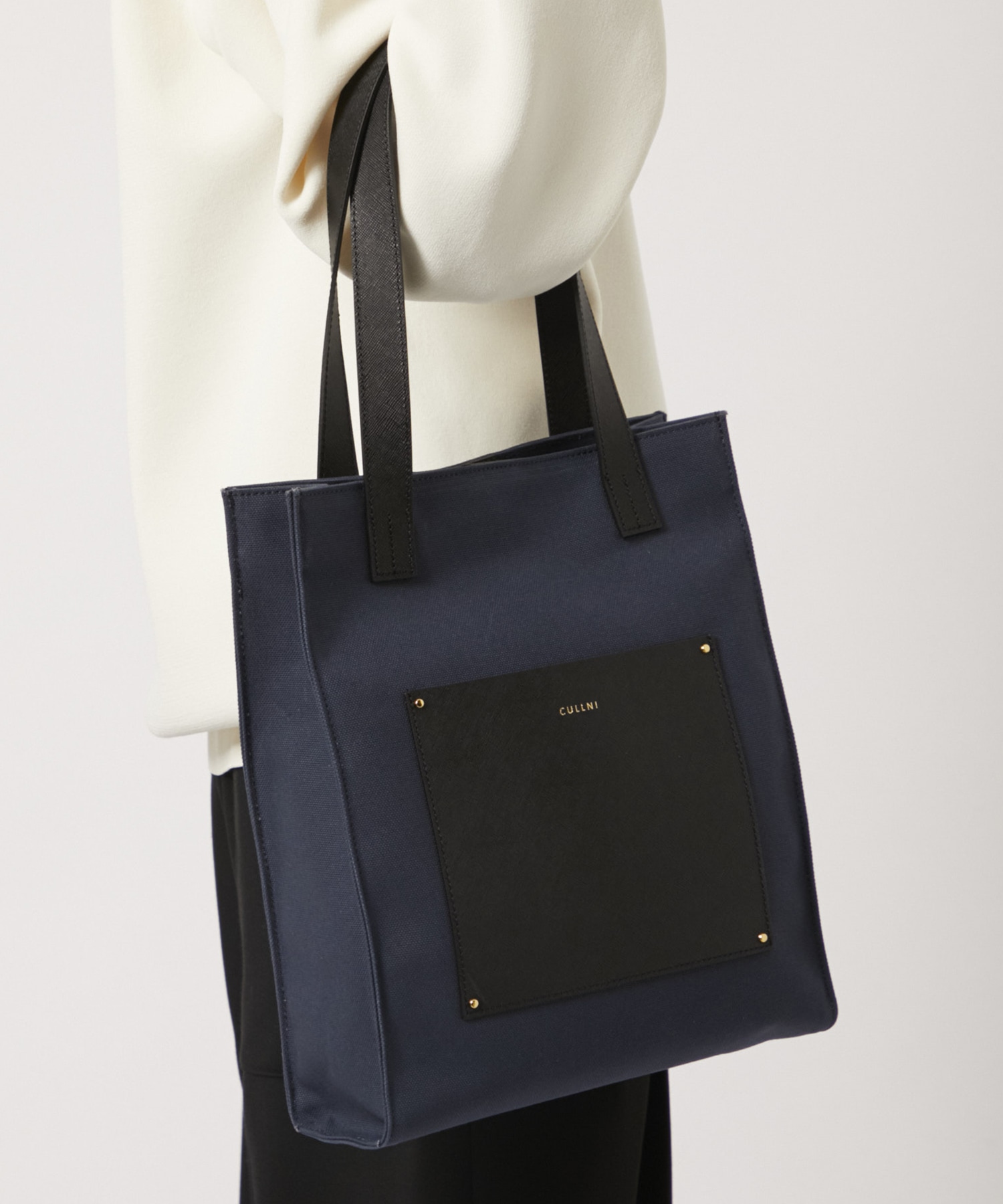 Leather Pocket Canvas Mini Tote CULLNI