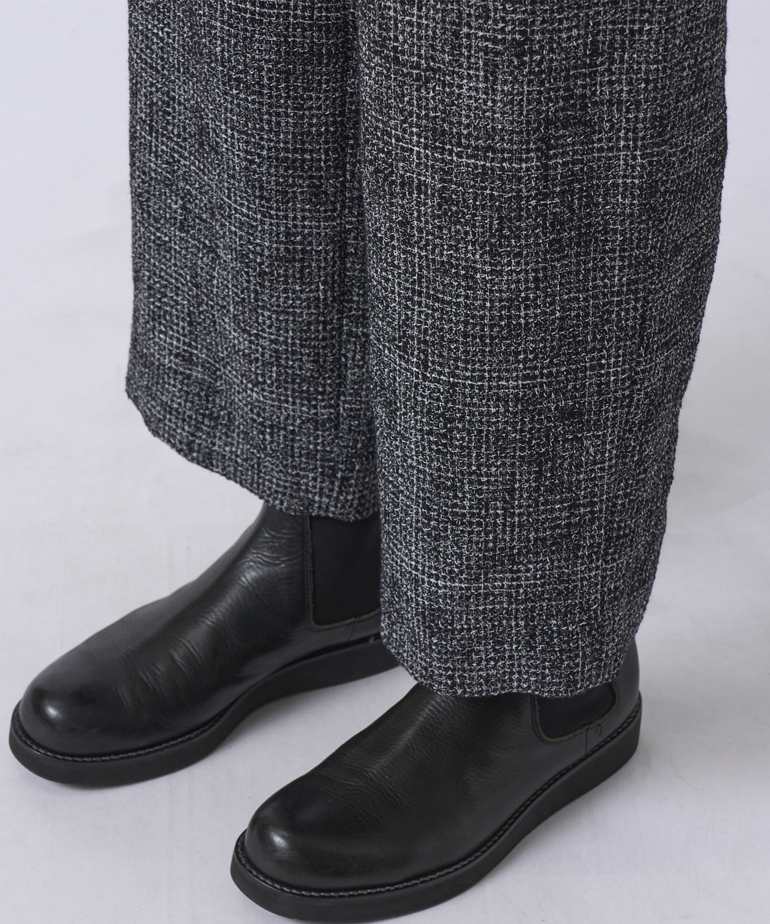 Butcher Tweed 2 Tuck Wide Pants with Long Belt CULLNI