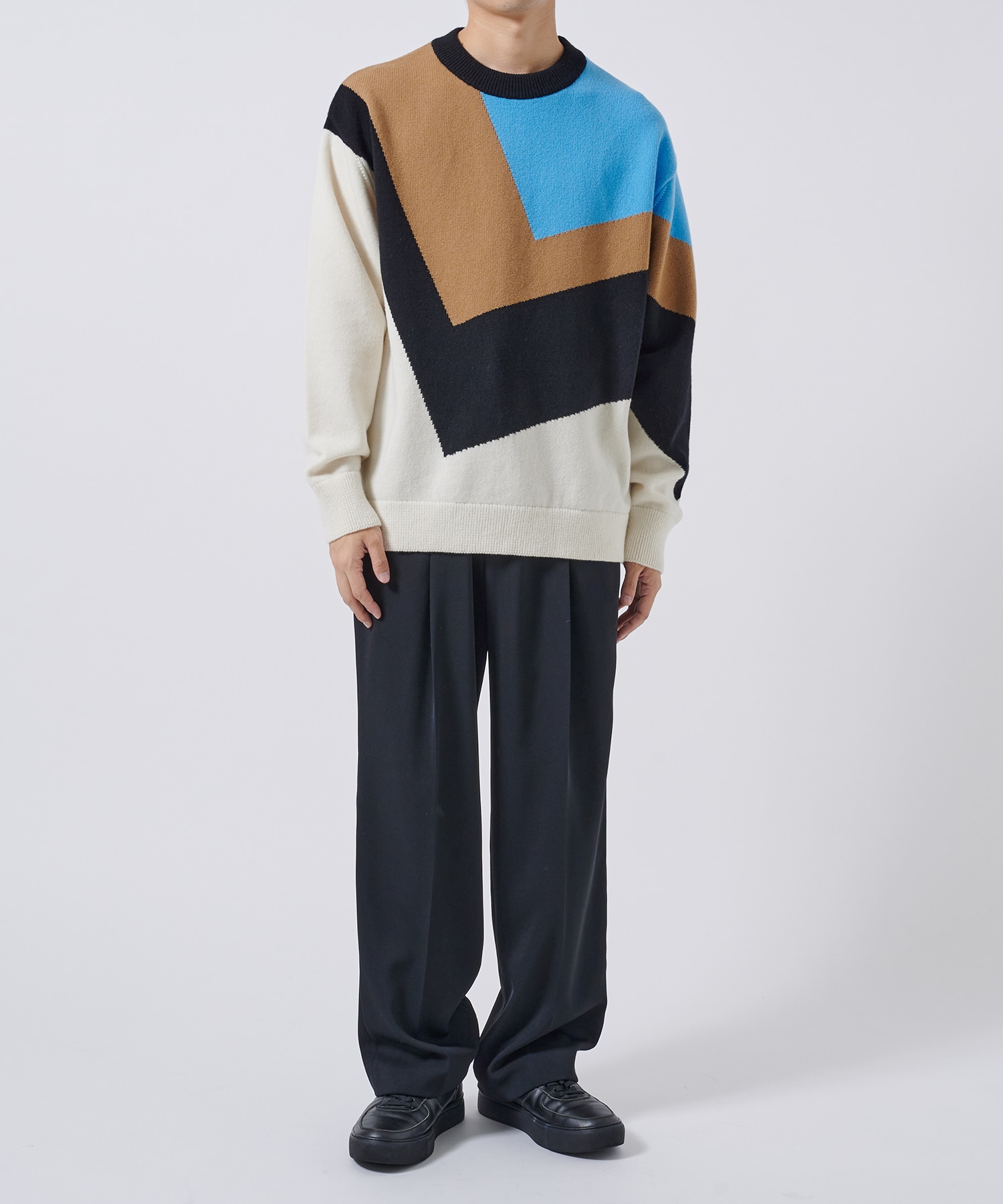 Diagonal Line Multi Color Pullover Knit CULLNI