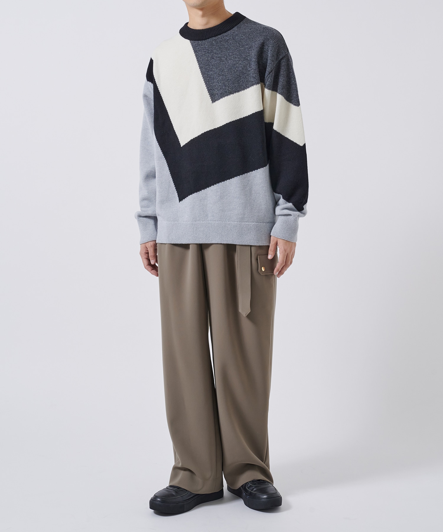 Diagonal Line Multi Color Pullover Knit CULLNI