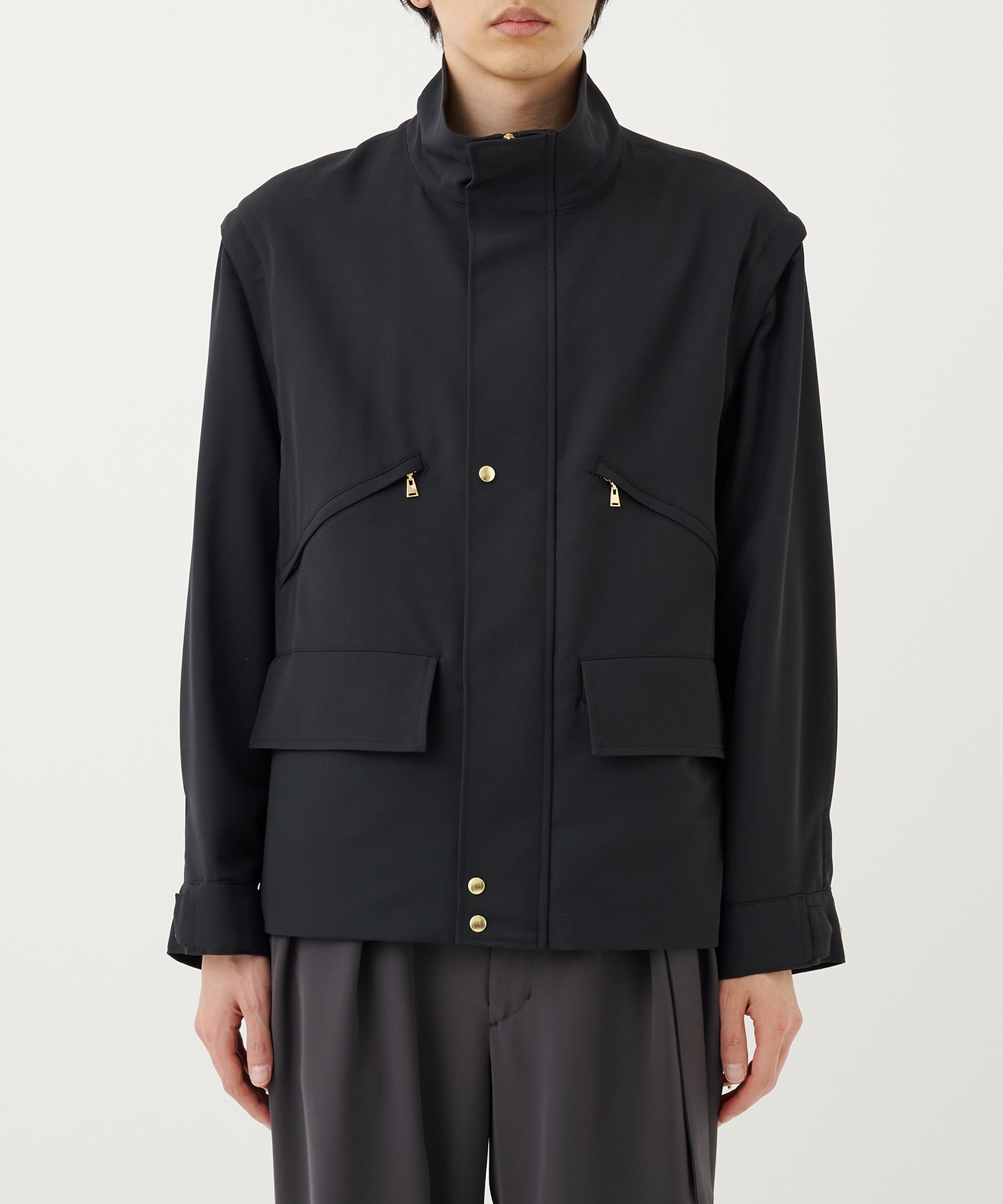 Dry Karsey Removable Sleeves Drawstring Short Coat CULLNI
