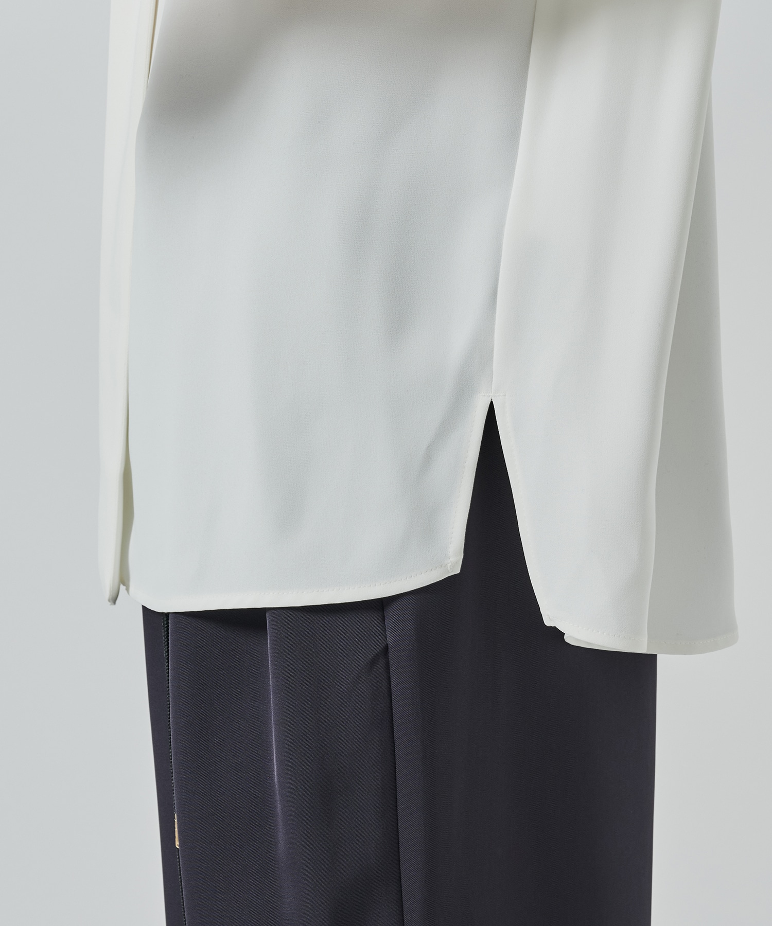 Double Satin Bow Tie Short Sleeve Shirt CULLNI