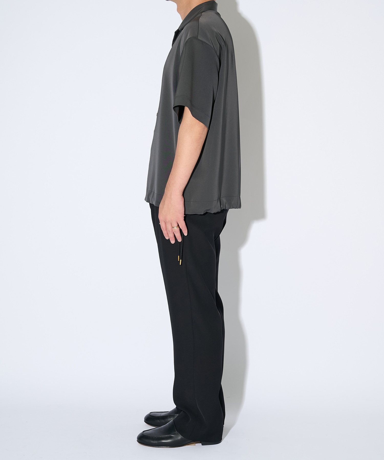 Dry Double Satin 1Tuck Pant with Long Belt CULLNI