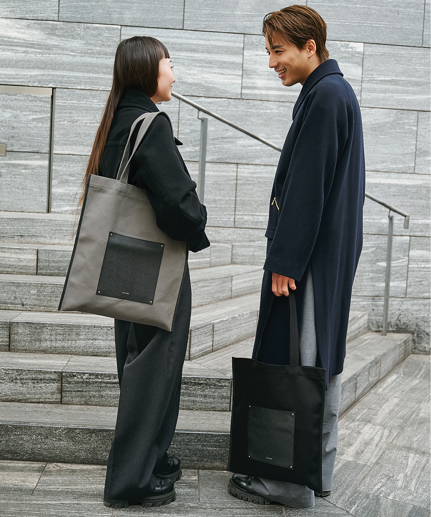 別注Leather Pocket Canvas Eco Tote CULLNI