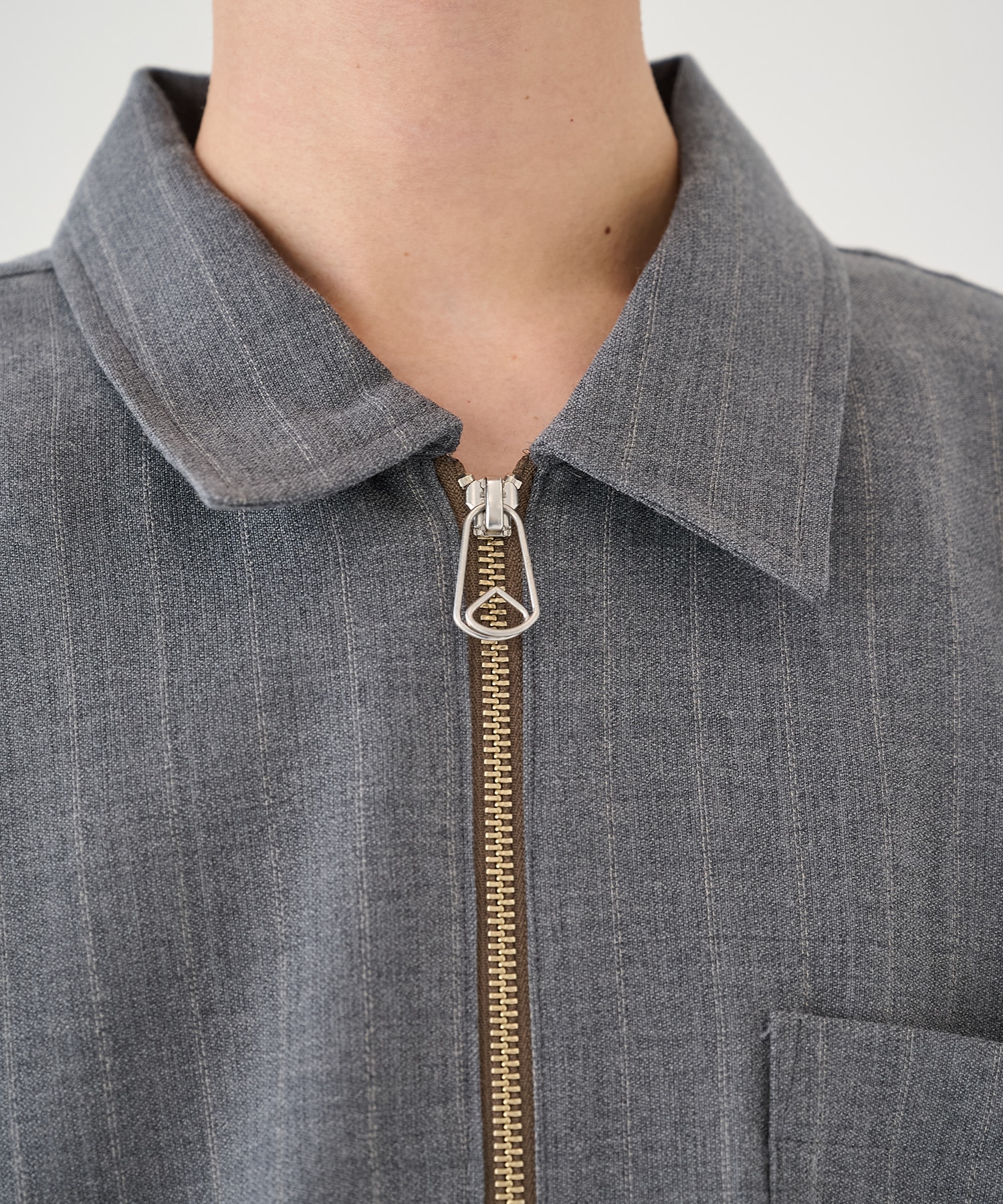 WOOL STRIPE ZIP SHIRT JieDa