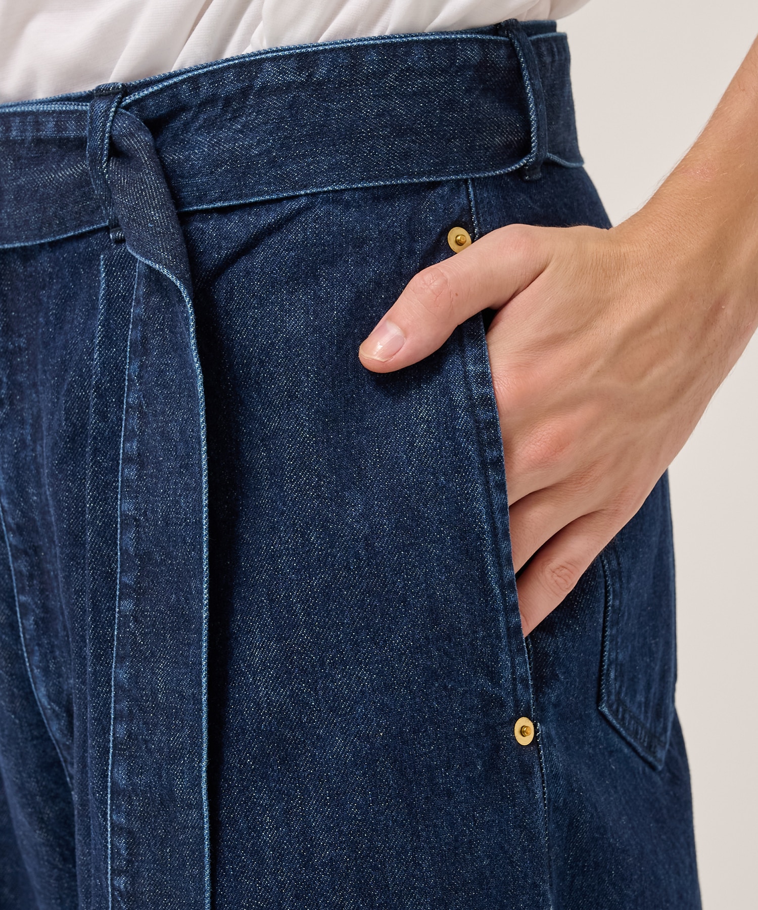 Barrel 1Tuck Wide Denim Pants with Long Belt CULLNI